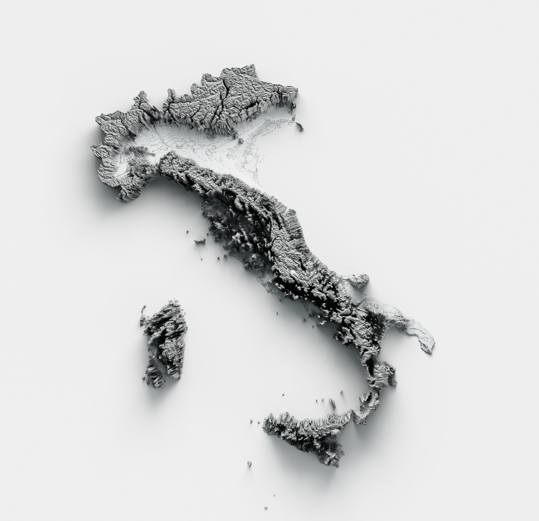 Detailed Italy physical map 3d illustration