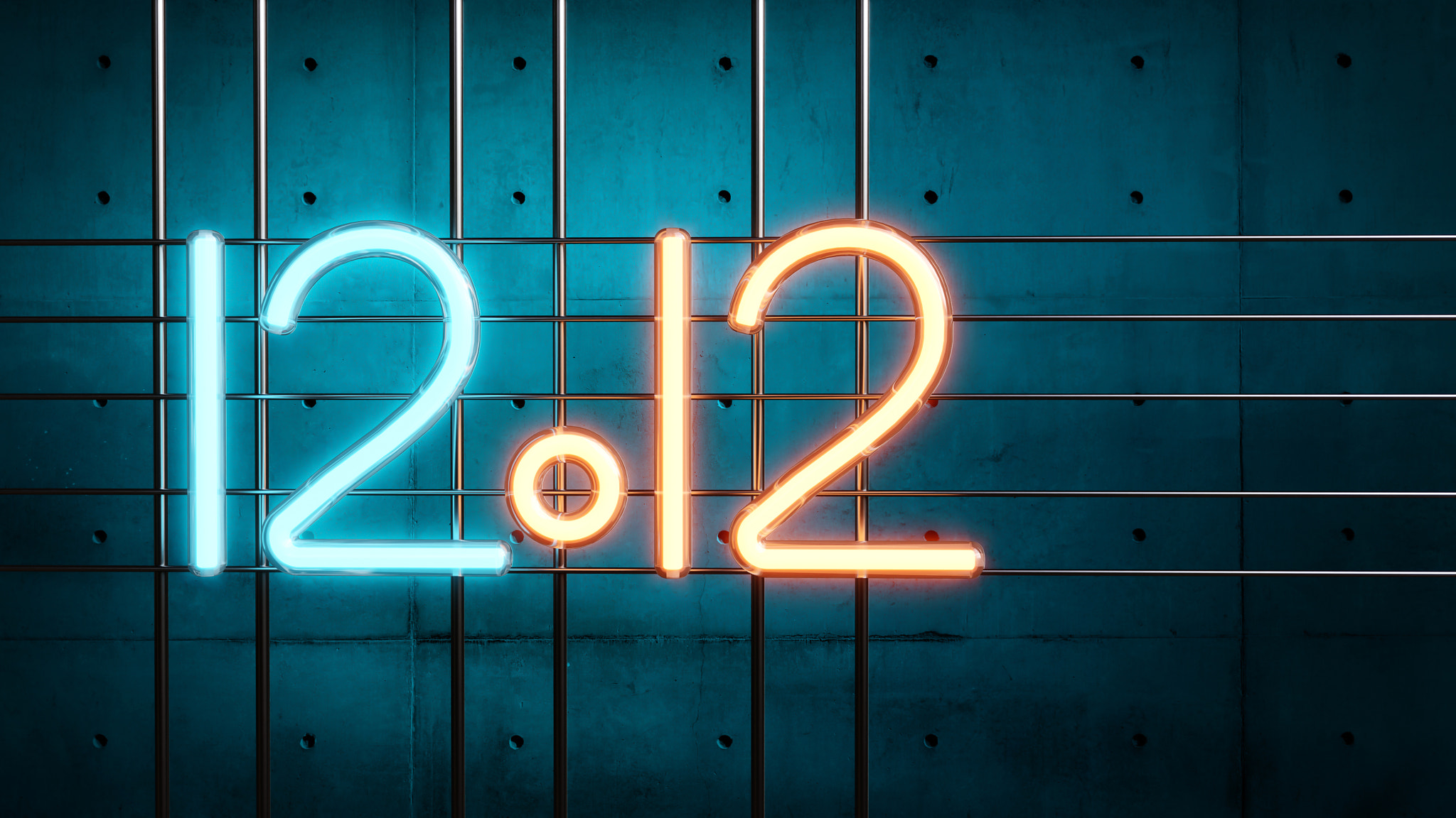 12.12 Shopping day sale. Global shopping world day Sale Neon light orange and blue background sales