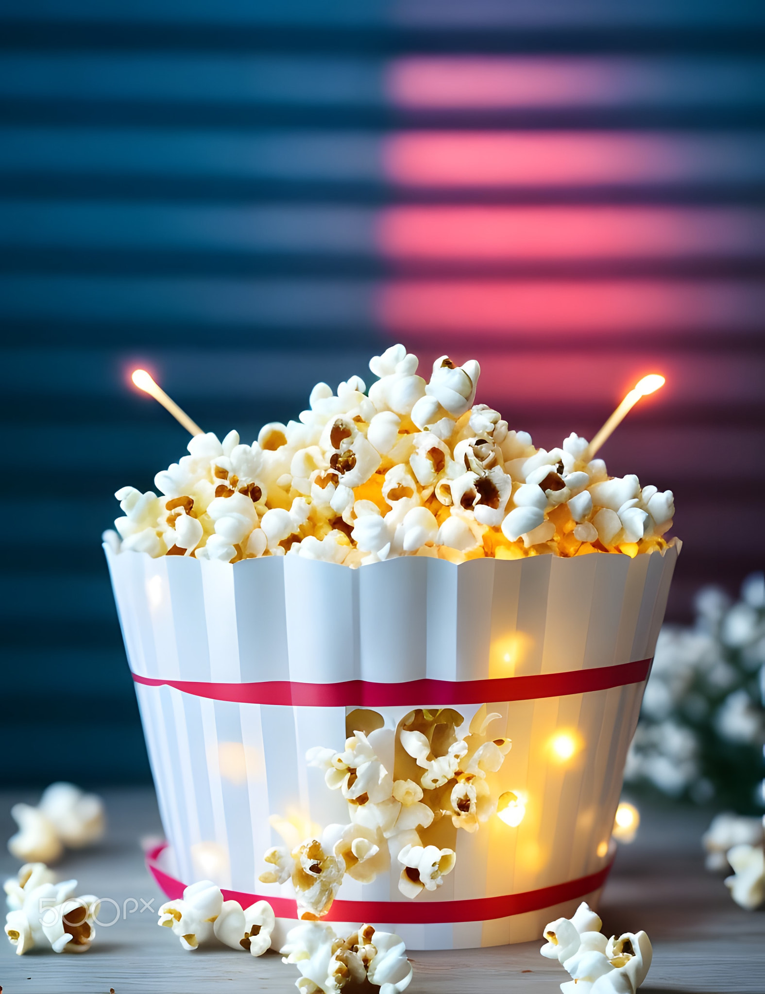 photography picture of popcorn in movie time.