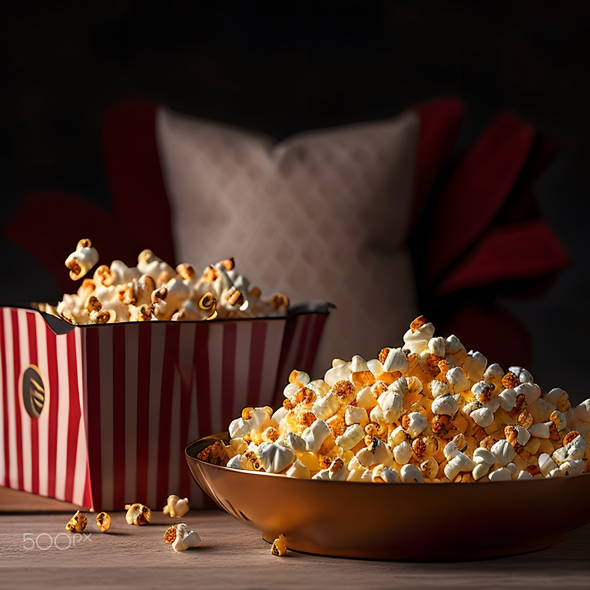 photography picture of popcorn in movie time.