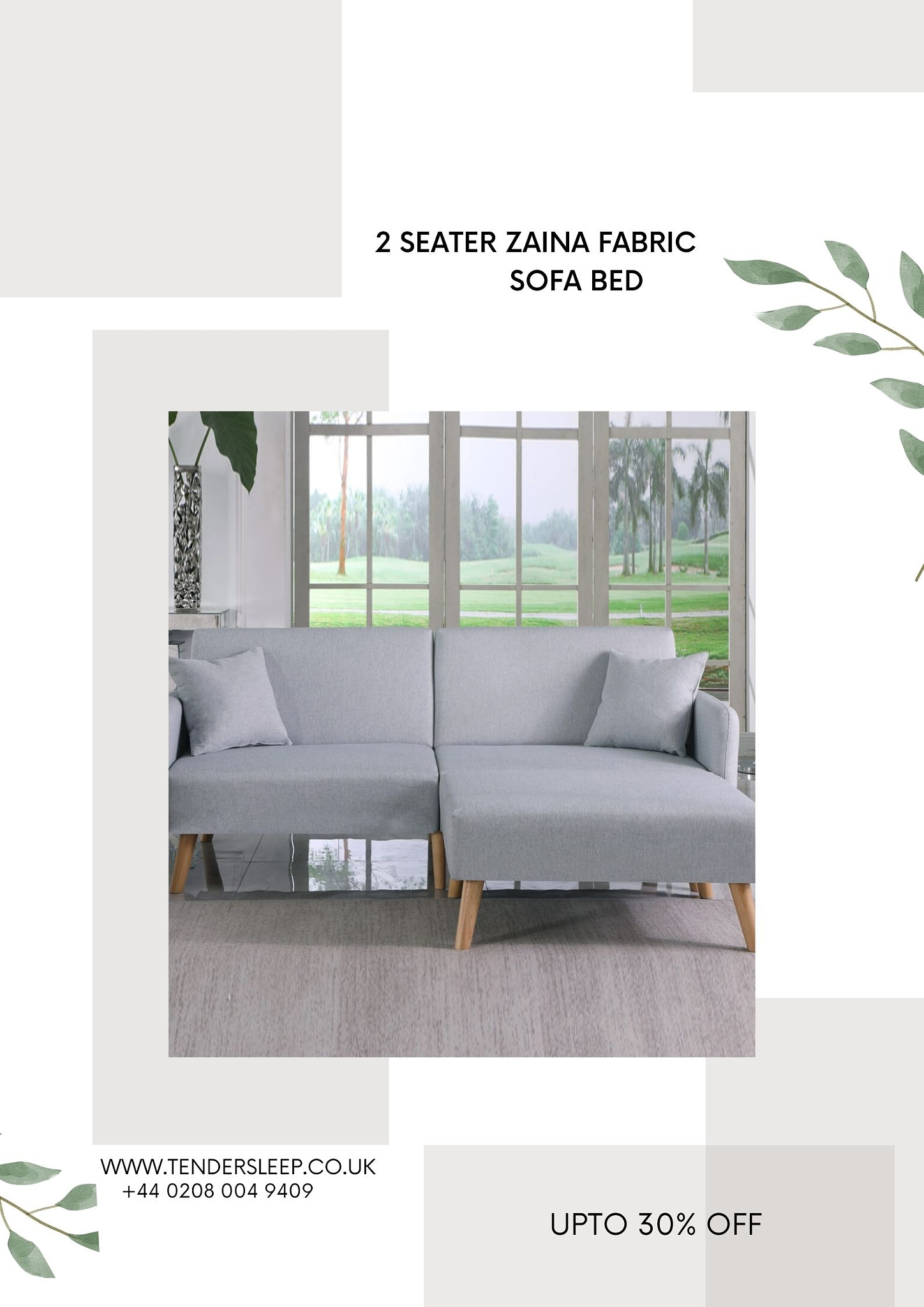 2 Seater Fabric Sofa Bed