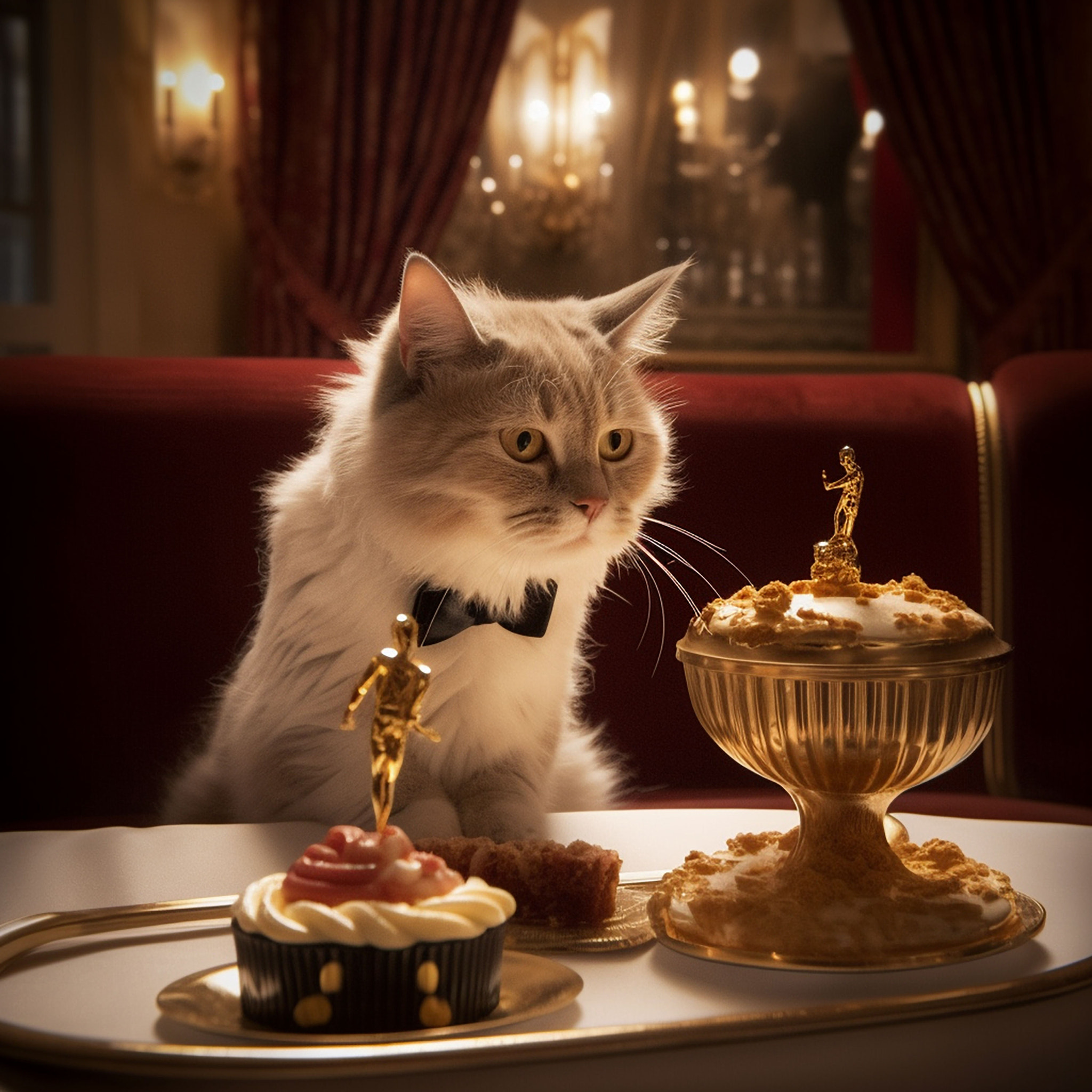 Elegant cat and cake