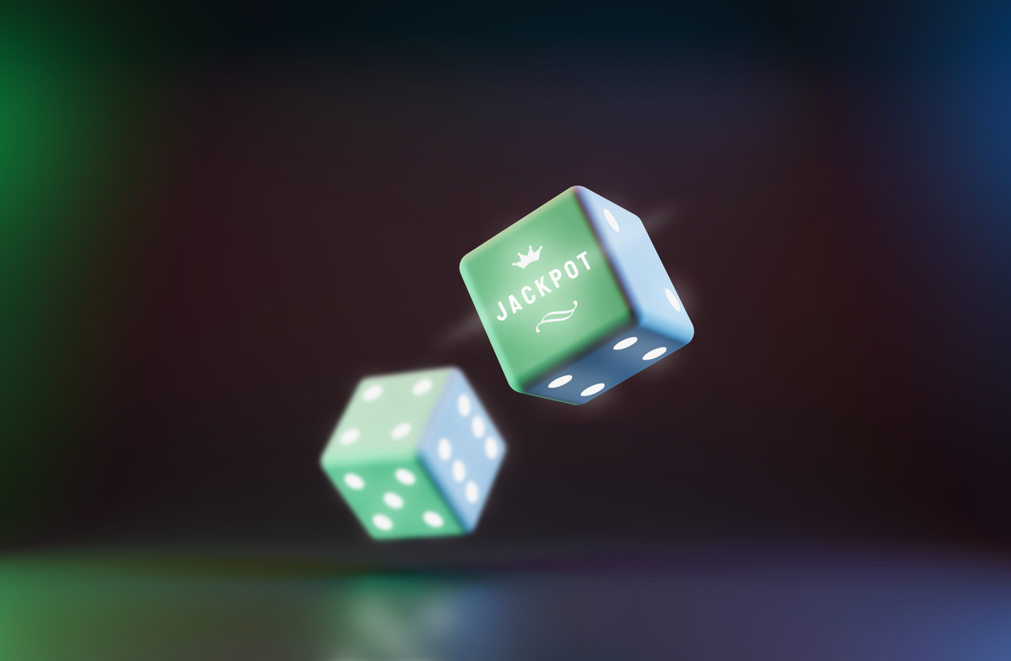 Casino rolling dice on gambling nightlife background with jackpot and lucky concept. Realistic 3D re