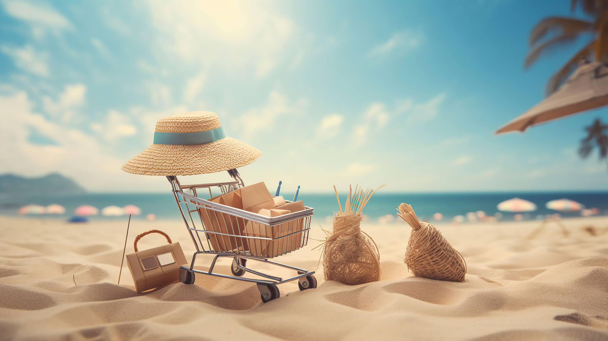 Summer Holiday Tropical Chilling Technology Concept, generative ai