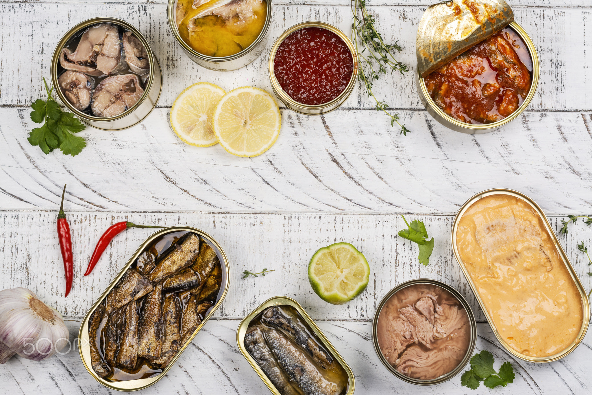 Fish, seafood preserves in cans