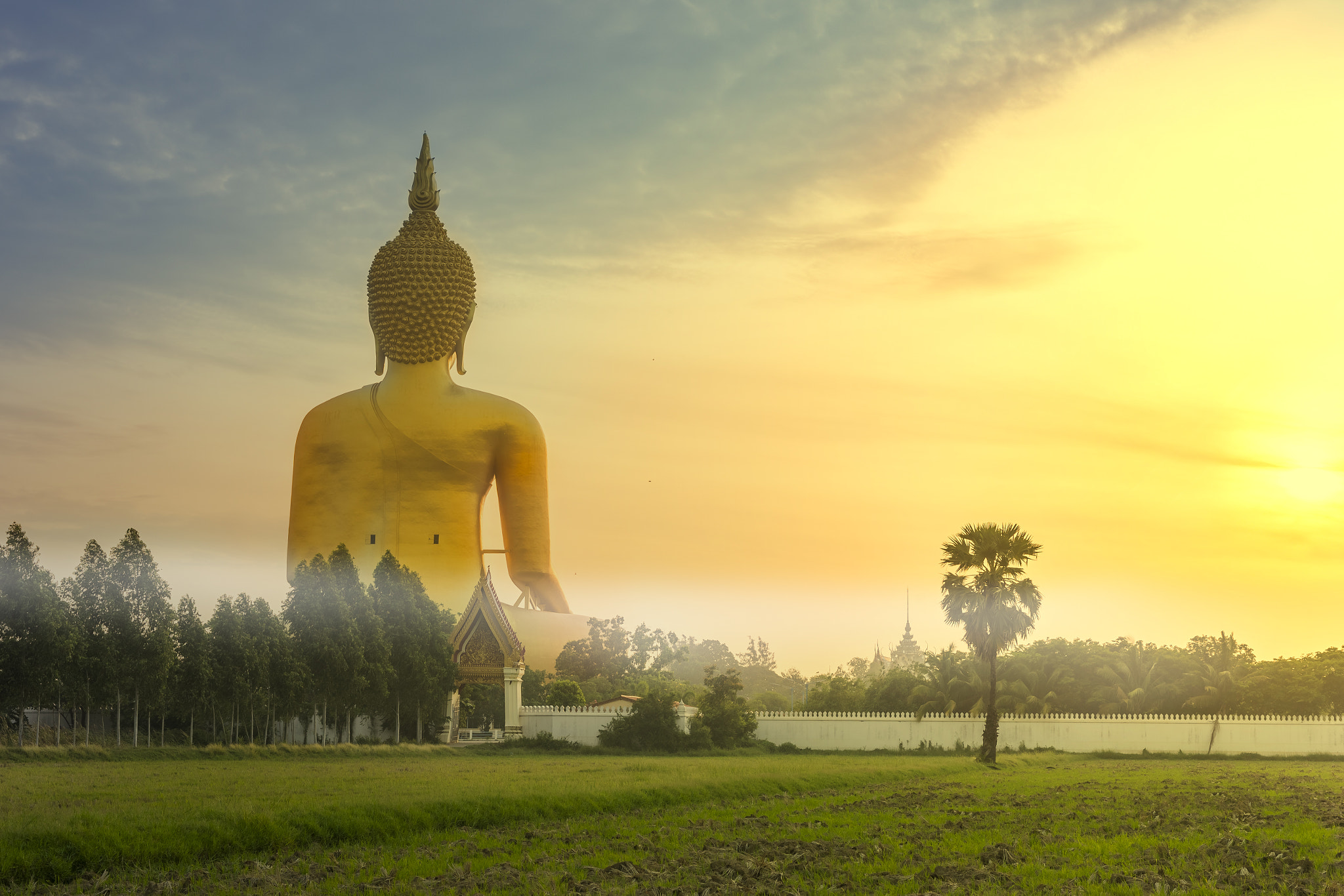 big statue image of buddha at Wat muang,Angthong,Thai land