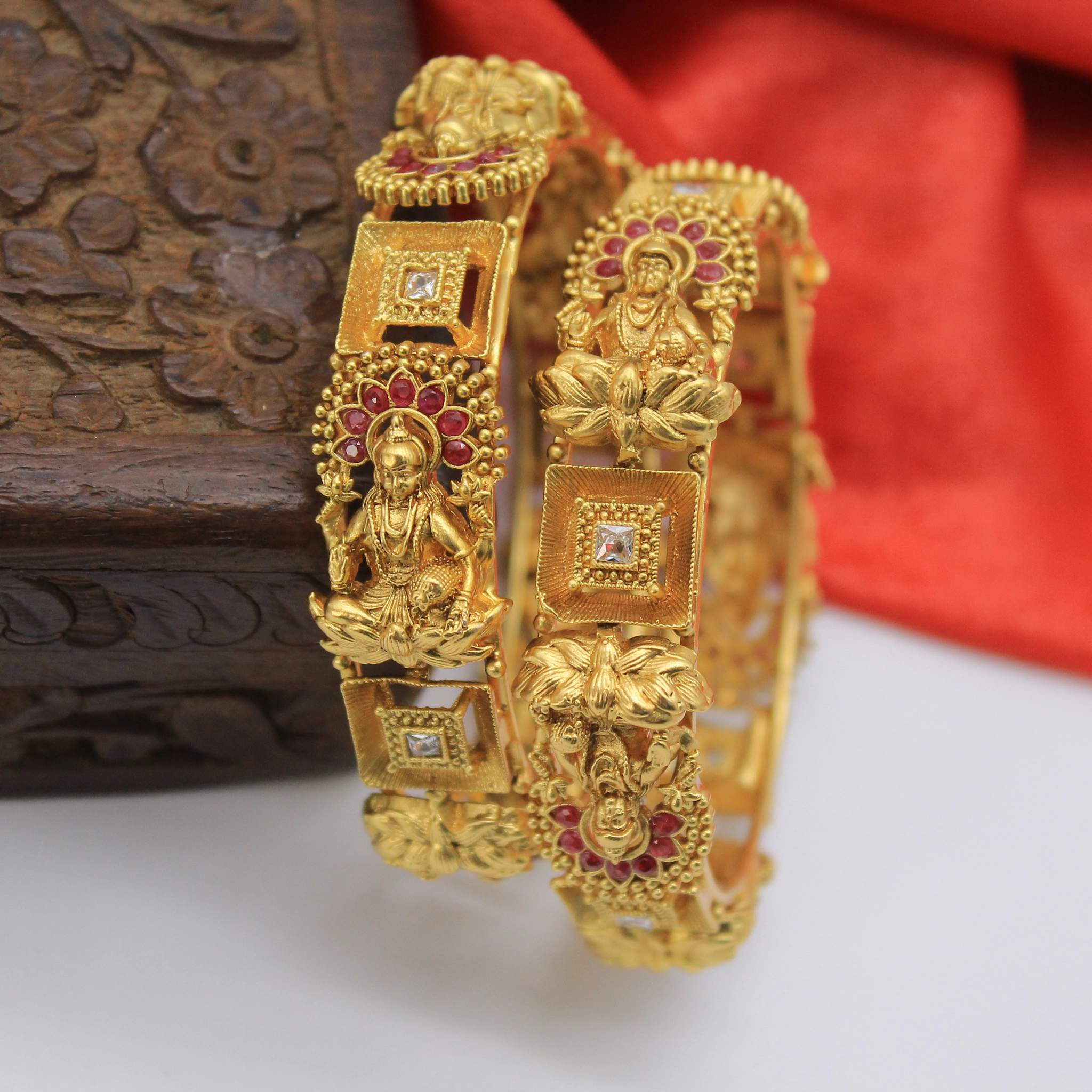 Laxmi Motif Gold Replica Bengles