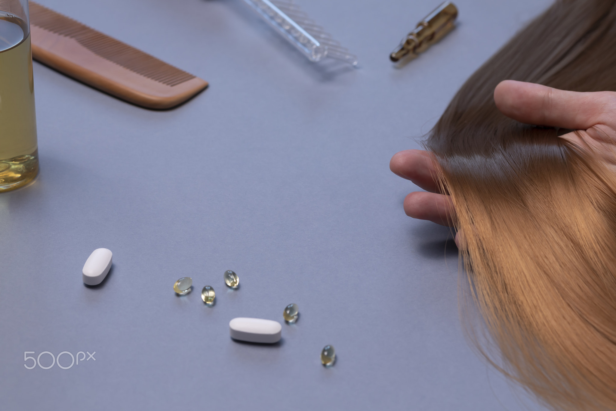 Set For Hair Care And Growth. Vitamins, Tonic, Darsonval, Hair Brush