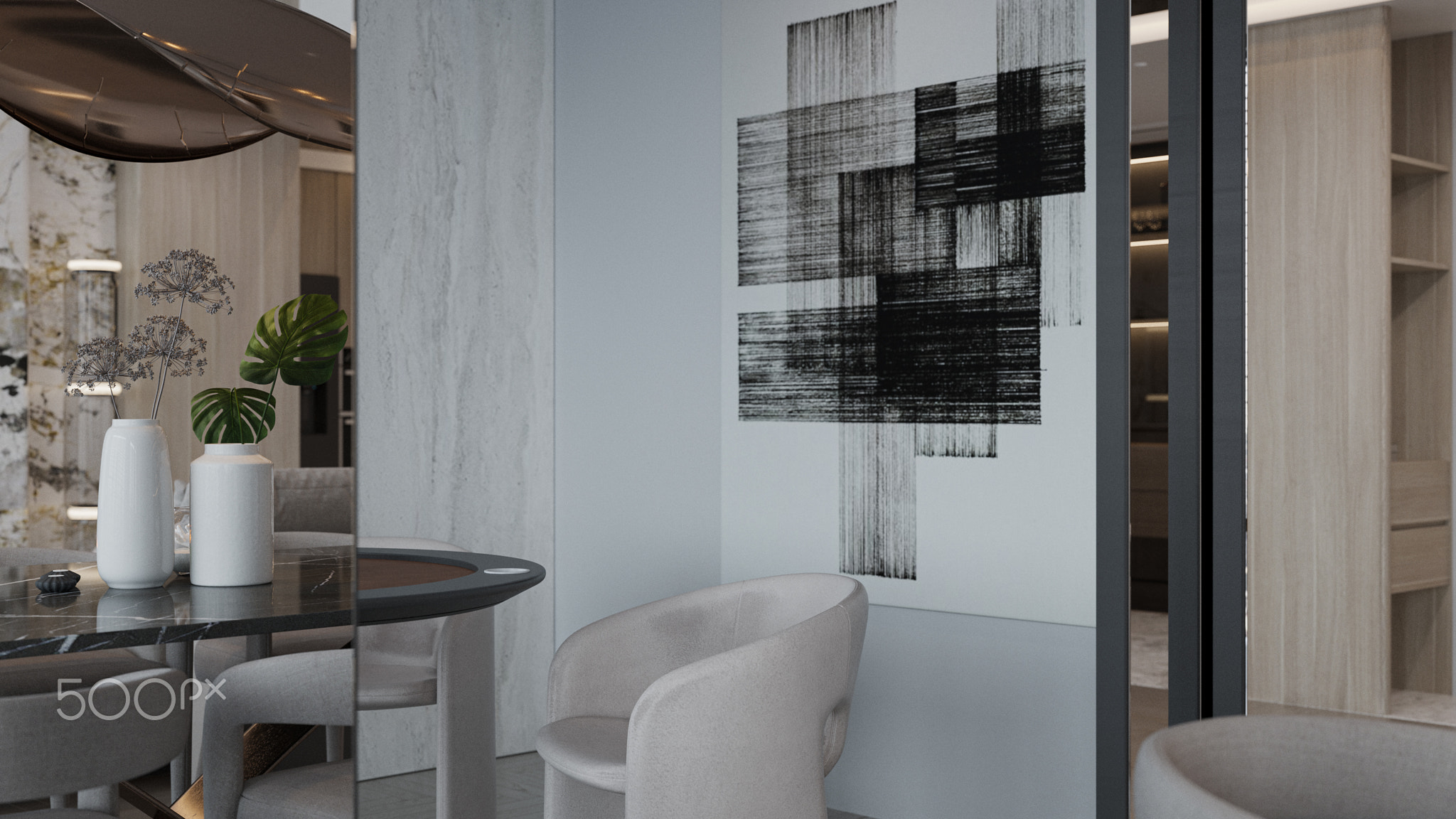 Dining space area design chair table vase wallart design concept for a better and luxury living