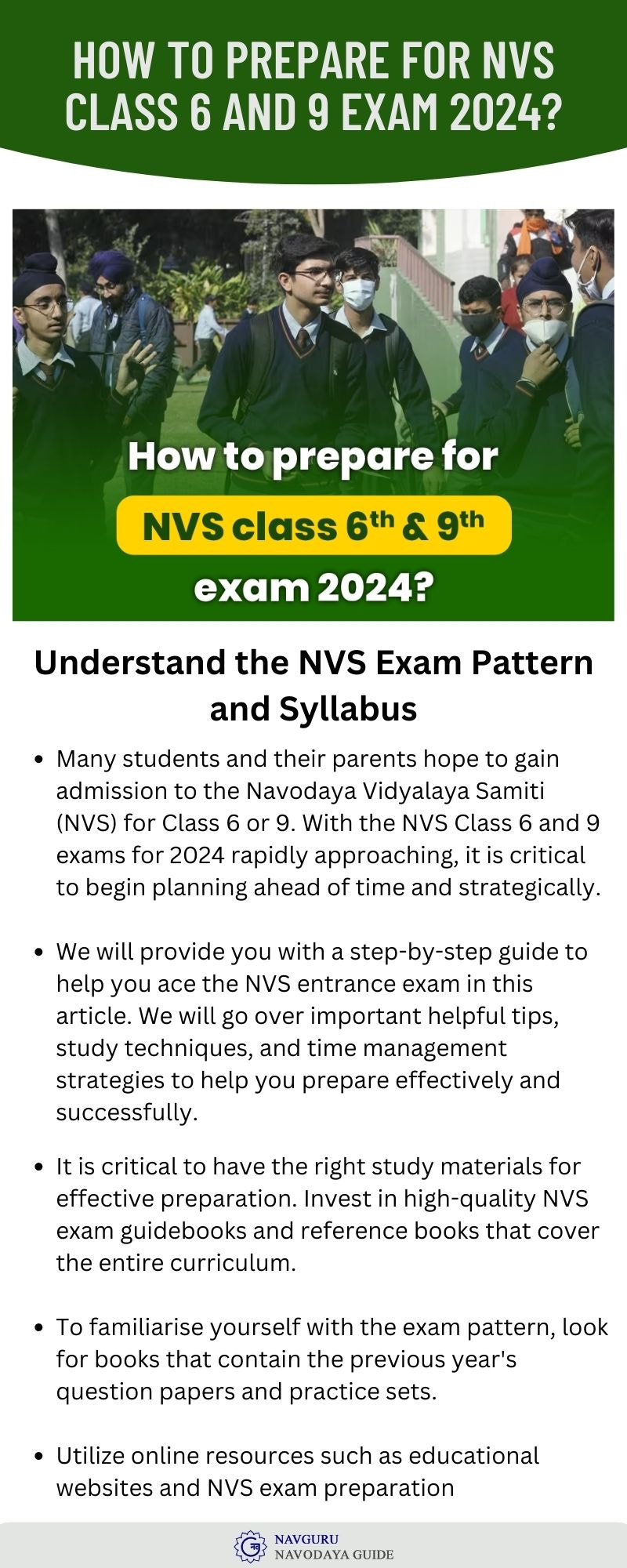 How to prepare for NVS class 6 and 9 exam 2024?