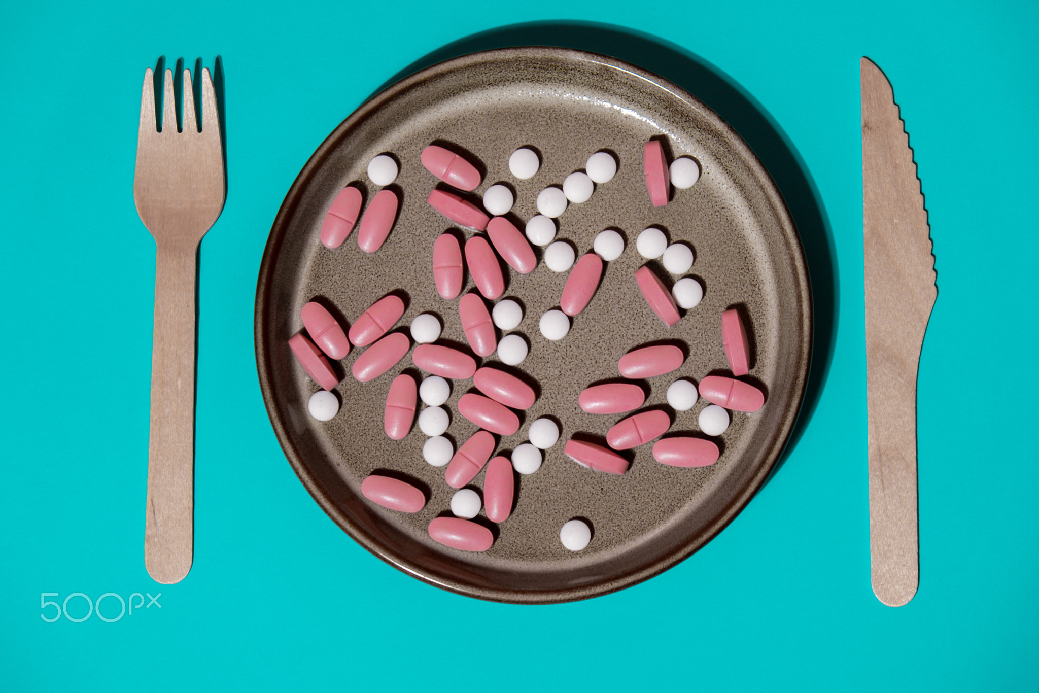 Organizer weekly shots with fork and knife medical pill box with doses