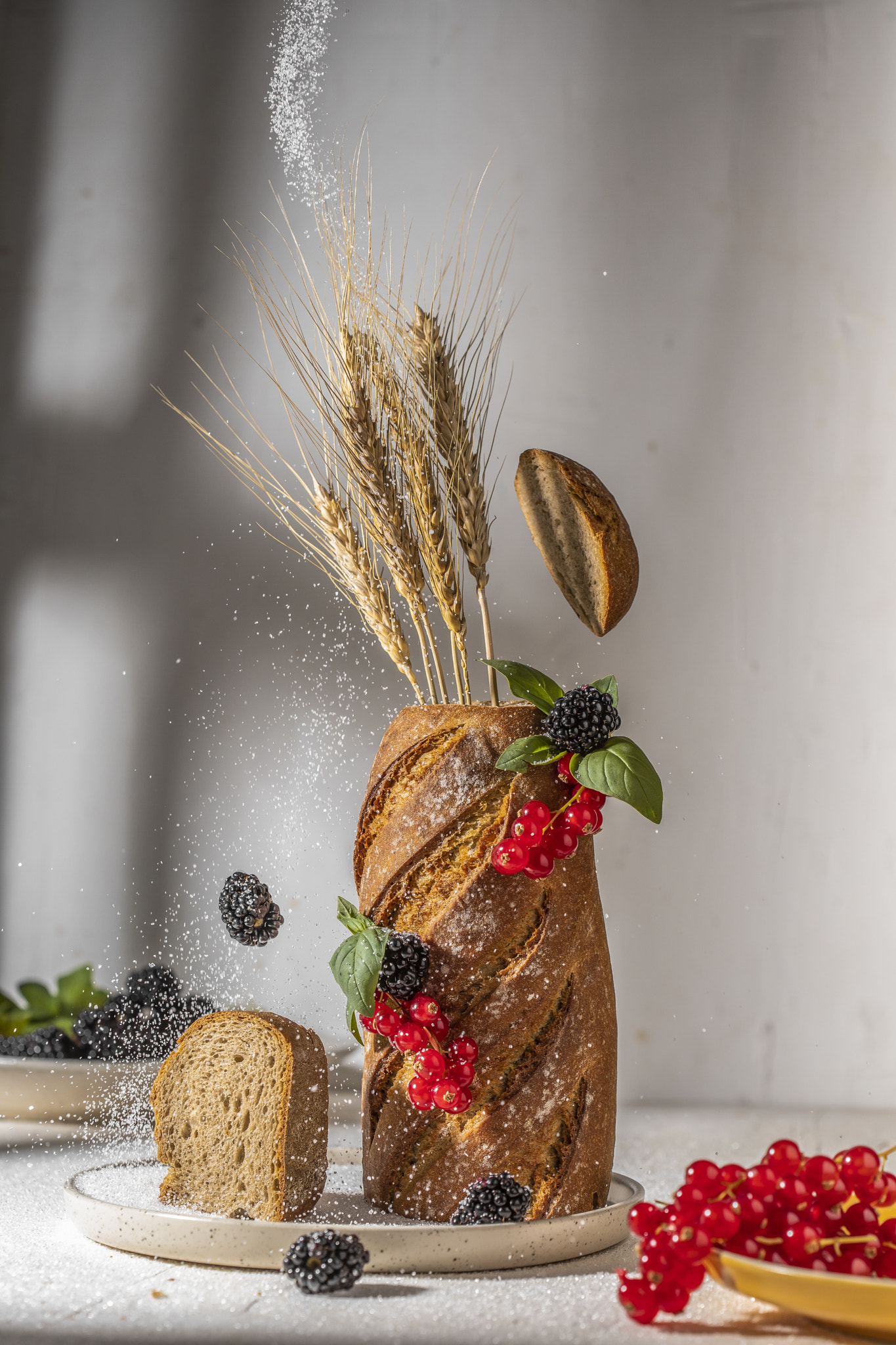 Baguette Food art with wheat and berries