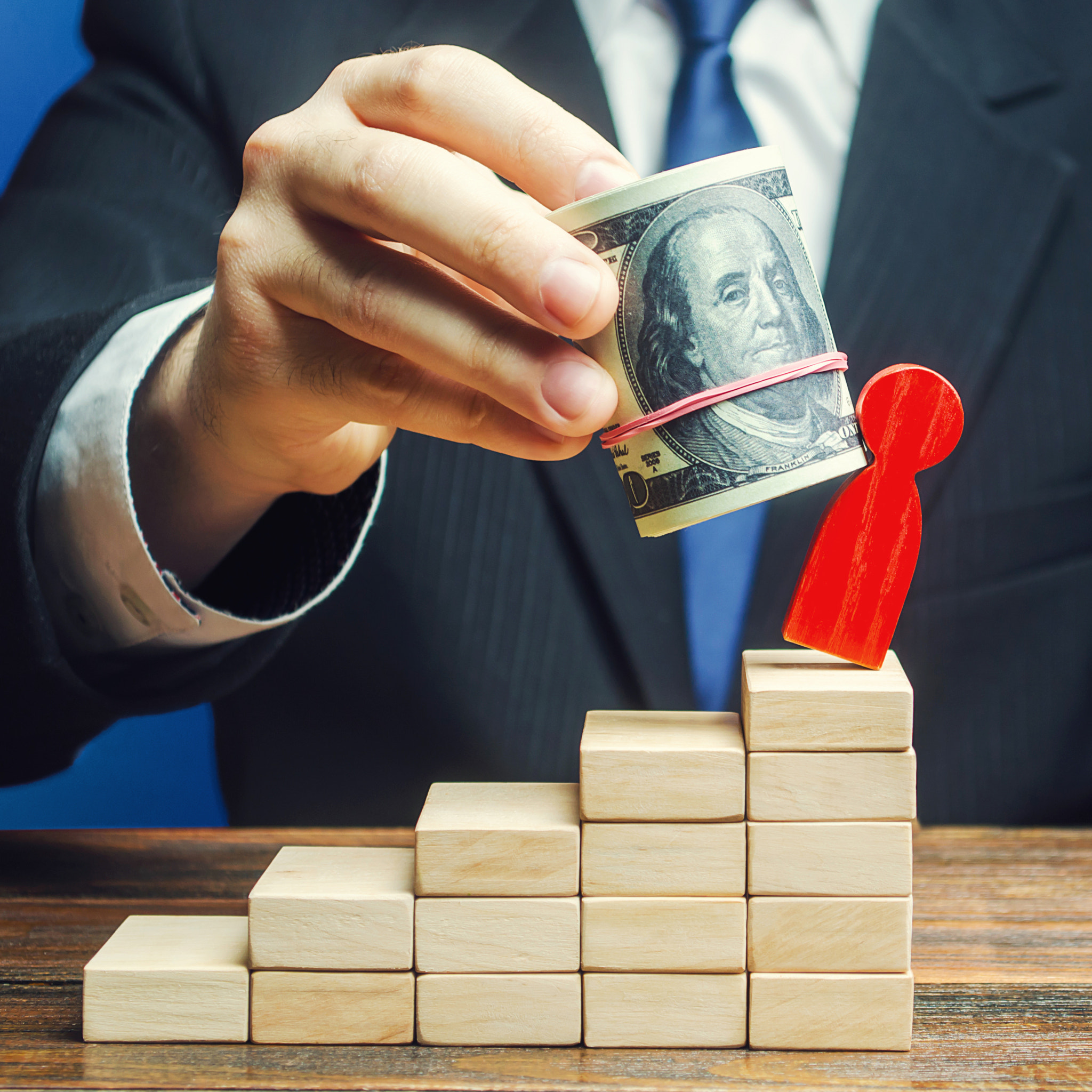 Businessman gets rid of opponent with help of bribery money. Corruption, destructive influence. Poli