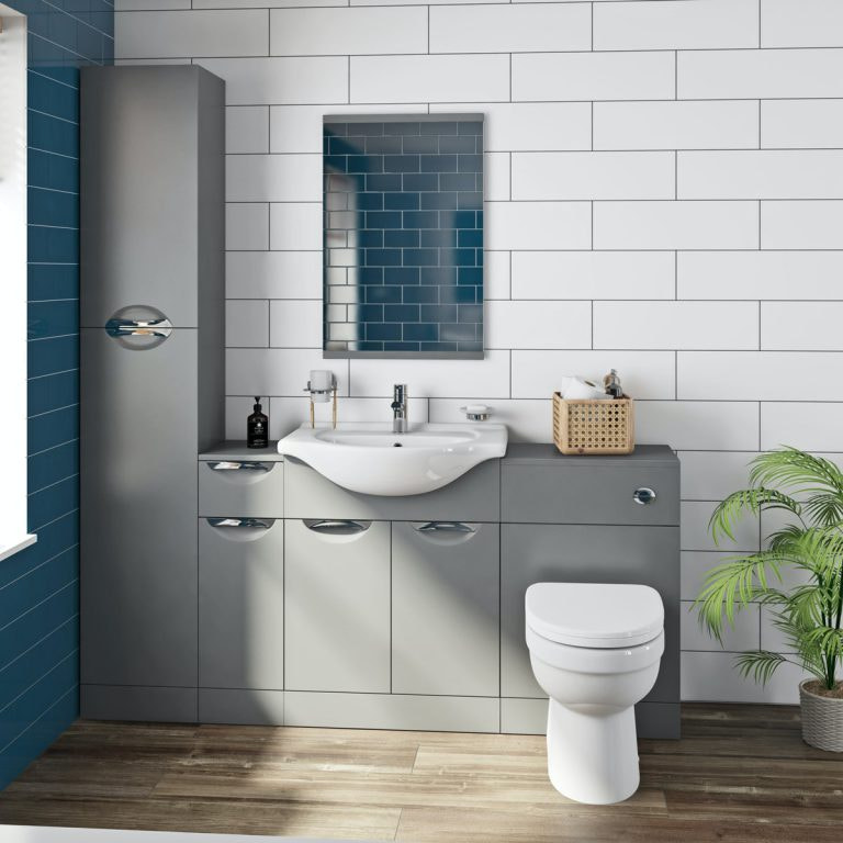 Orchard Elsdon stone grey 1155mm combination with Eden back to wall toilet and soft close seat