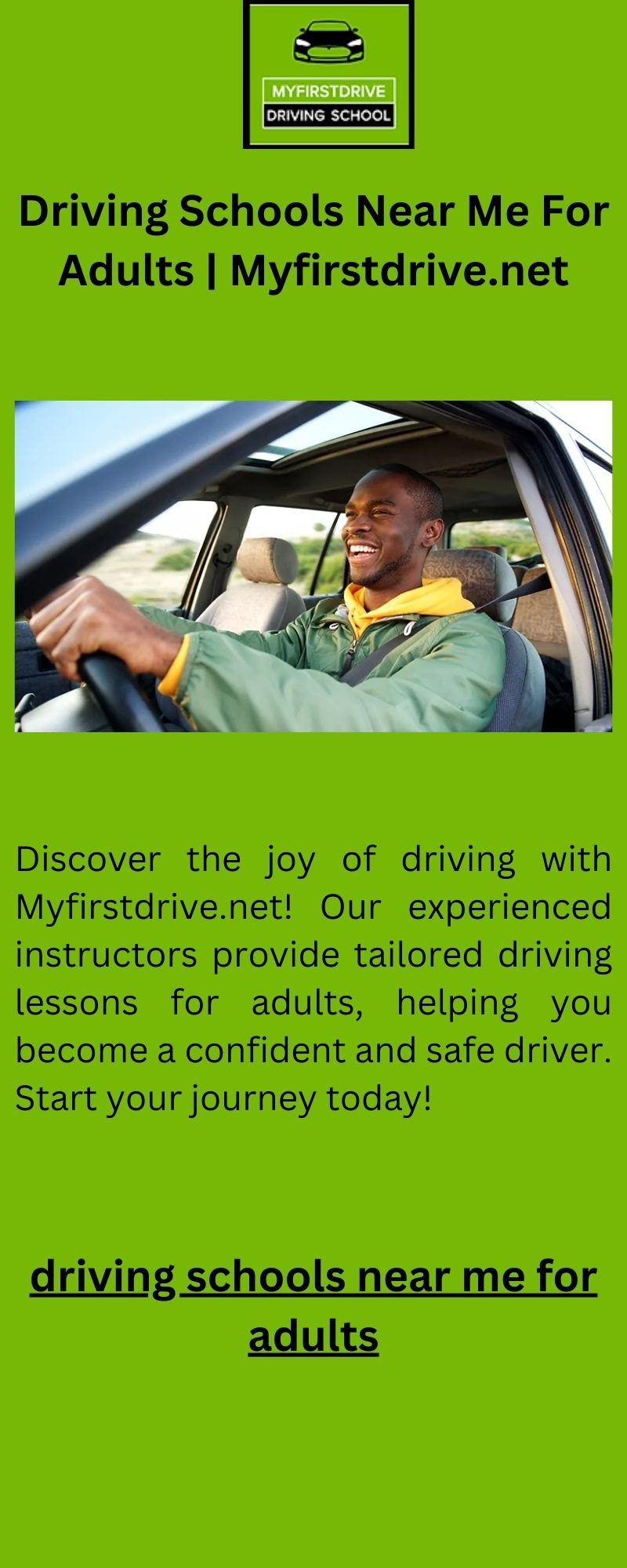Driving Schools Near Me For Adults | Myfirstdrive.net