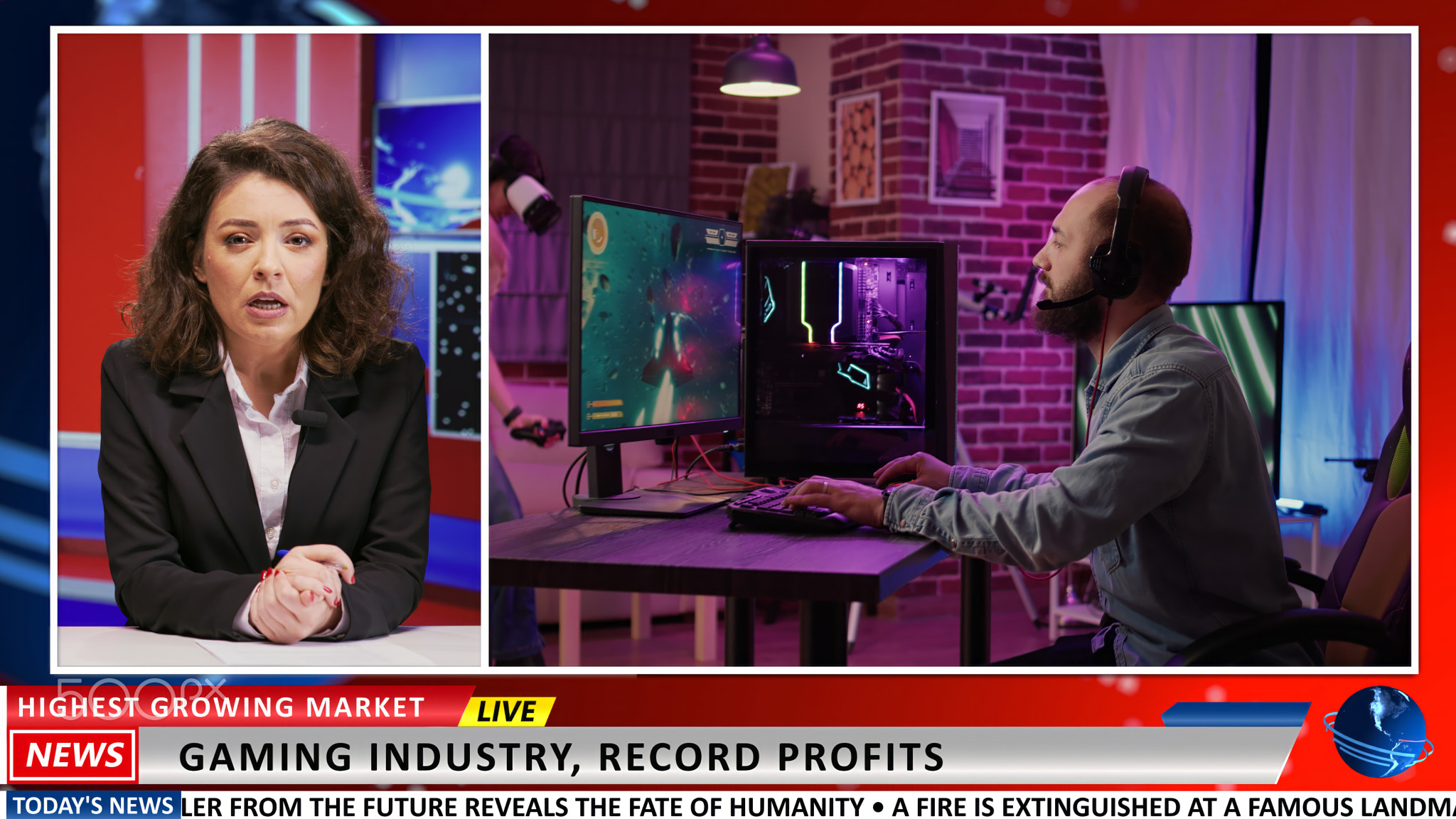 Gaming industry growth newscast