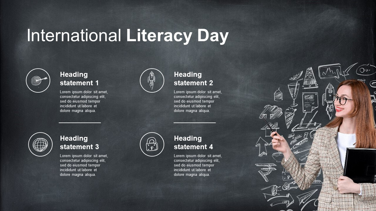 Free Infographic Slides International Literacy Day-Slideceo Presentation Design Agency