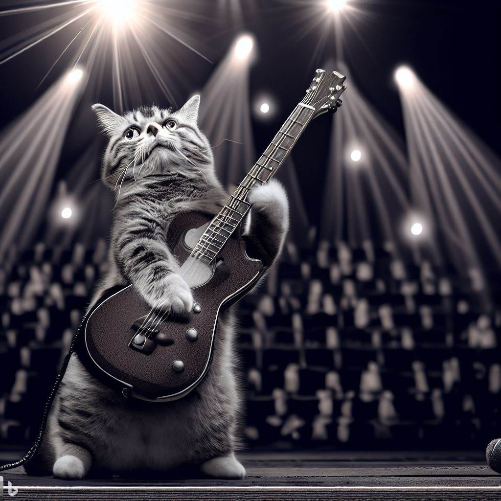 cat playing guitar