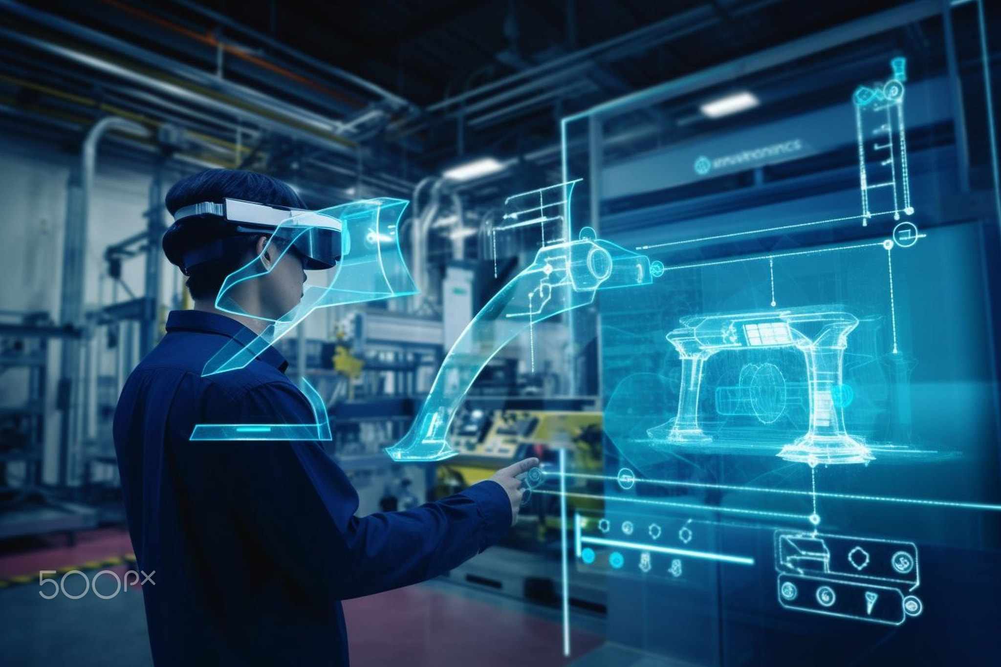 Big data, augmented reality, cyberspace collage Innovative business