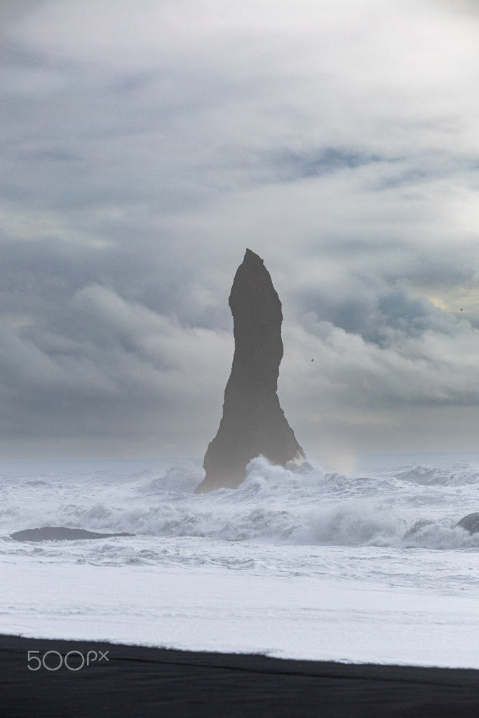 Dramatic Sea Stack on Black Sand Beach | landscape photo by Andre Borbe ...