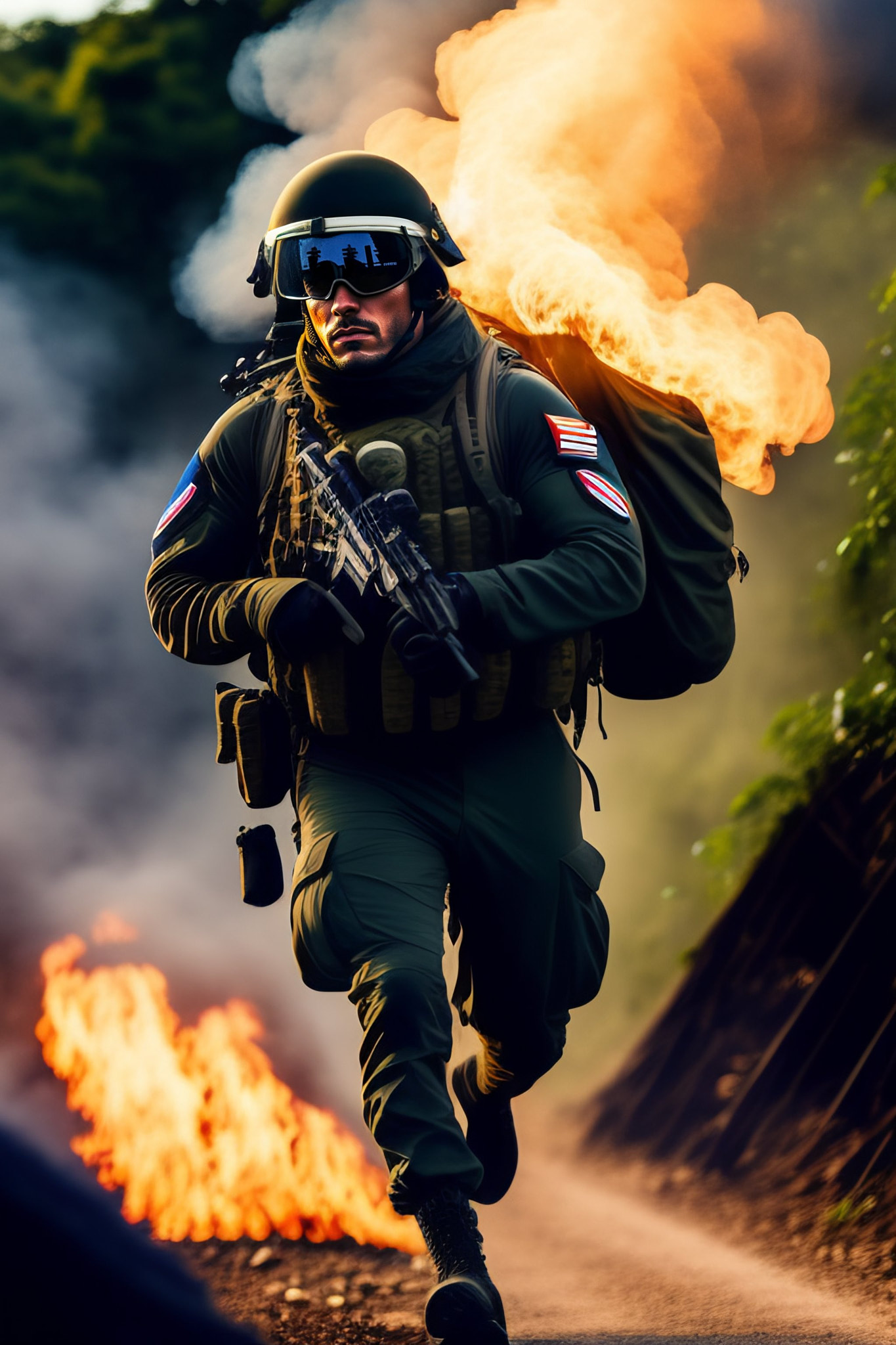 a French solider with a adrian helmet and a france