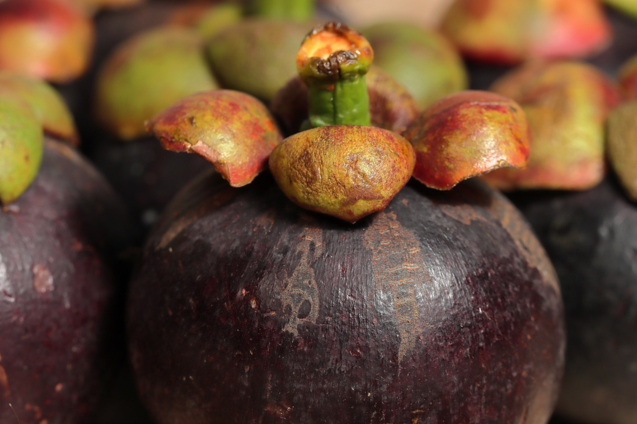 Purple mangosteen fruit with delicious core. Cancer prevention fruits