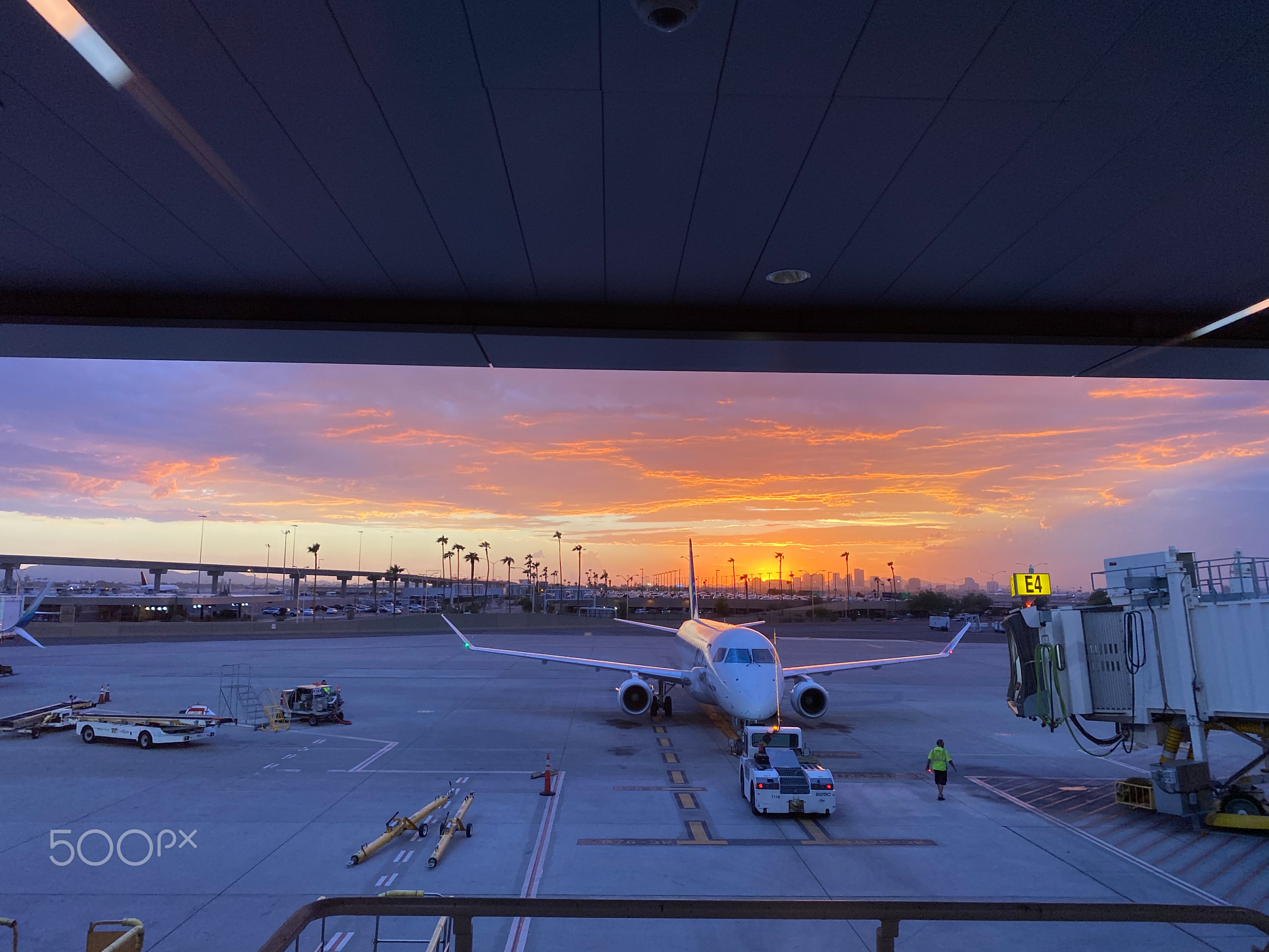 Sunset sky harbor Phoenix Arizona