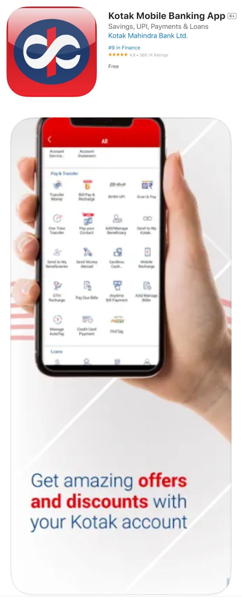 Kotak Mobile Banking App for iPhone.