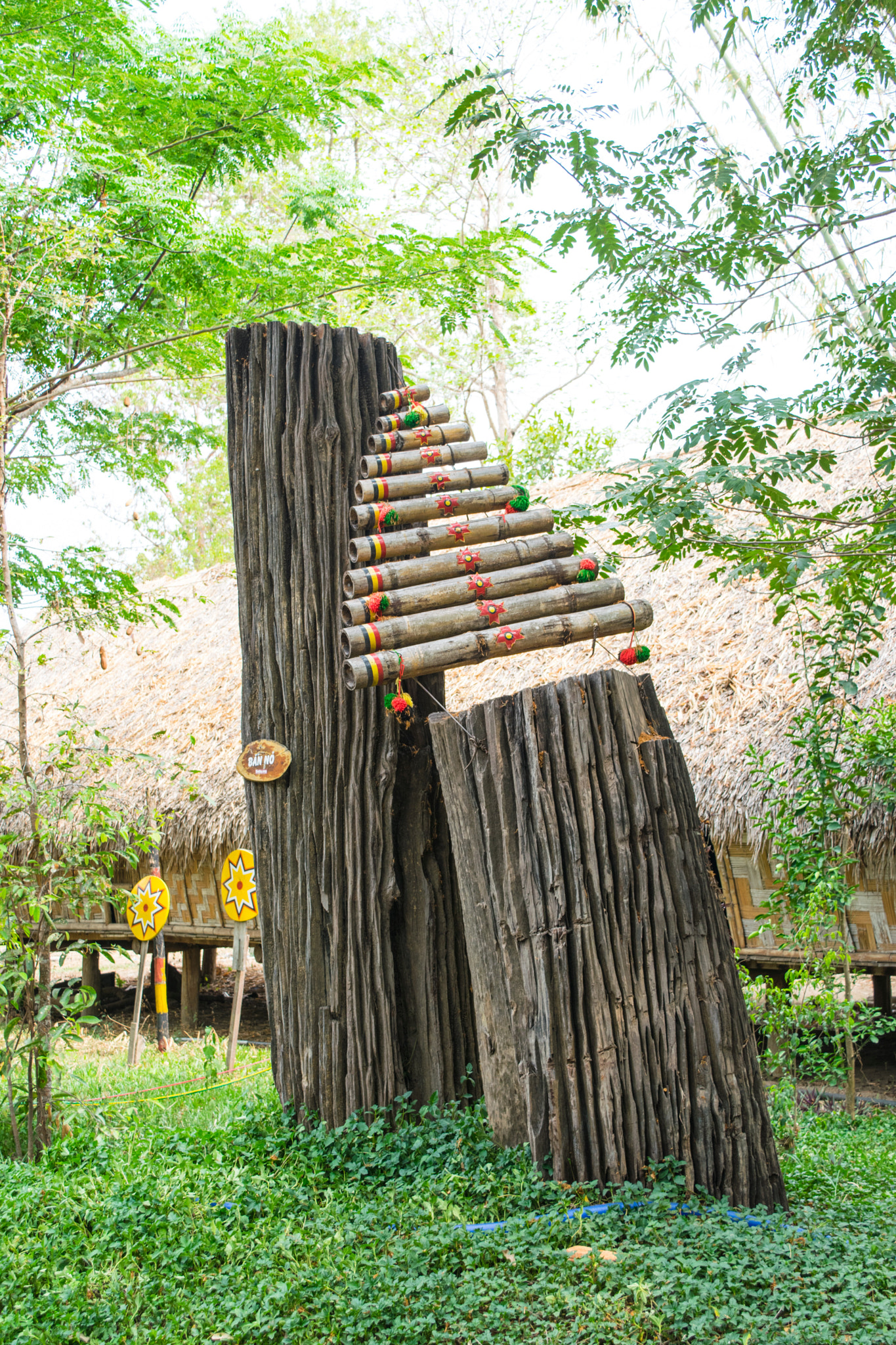 bamboo rainstick filled with pebbles and grains to make a sound