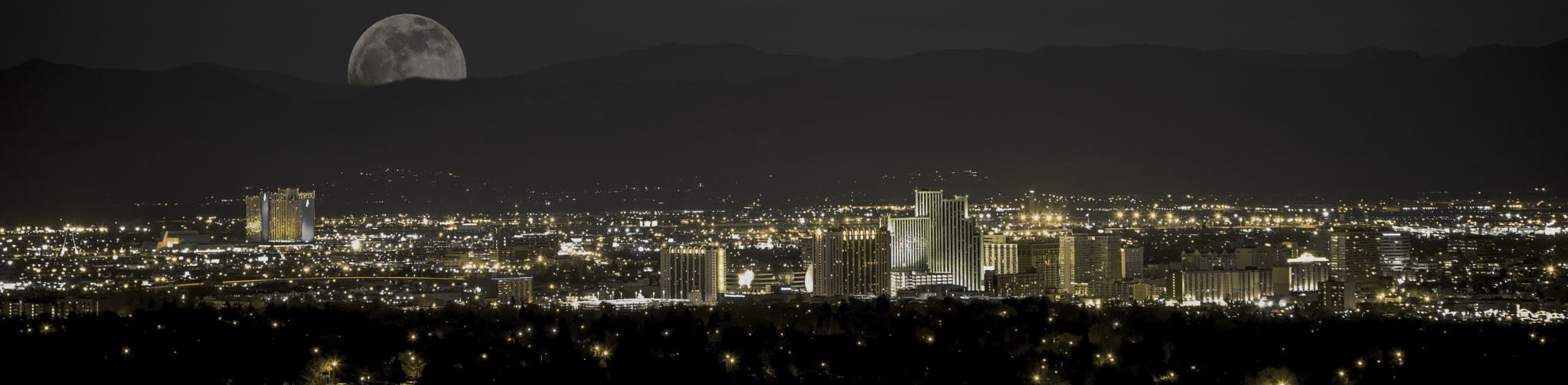 Moon over Reno in Gold