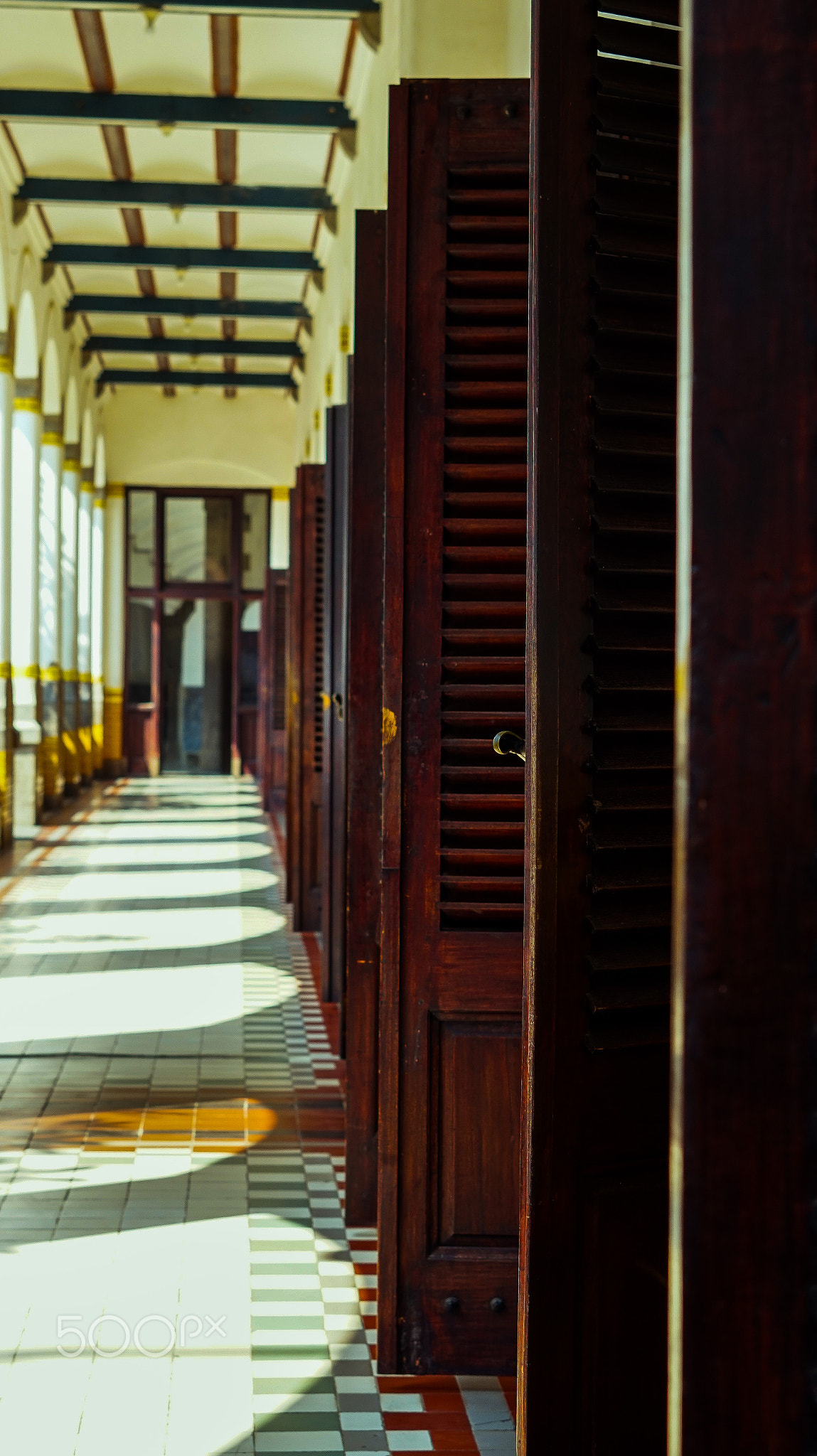 The ornaments of the thousand door building or lawang sewu in Semarang include the wall pillars that