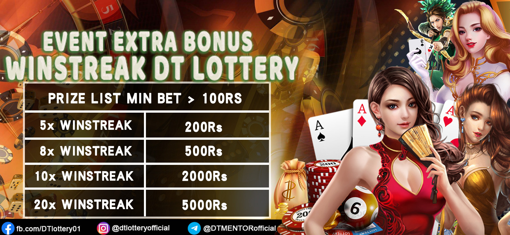 DT LOTTERY Enjoy Additional Bonus When You Win With Winstreak Bonus - Lottery online