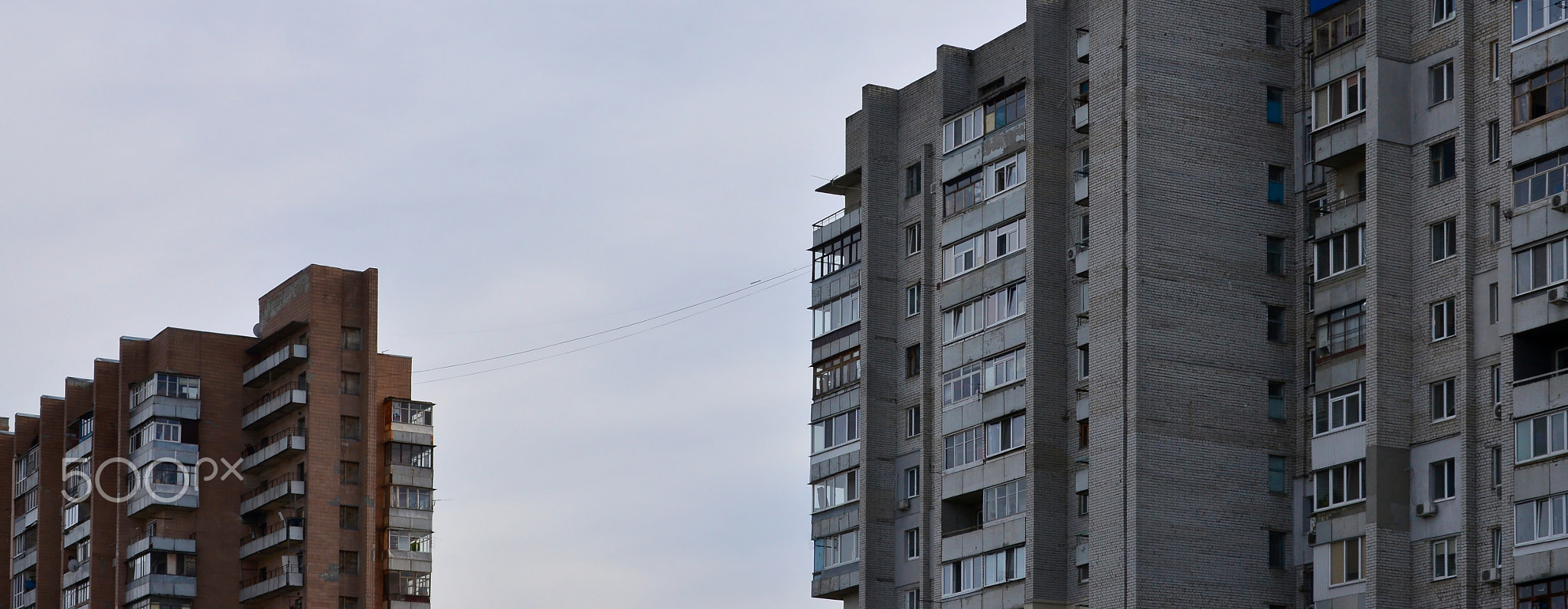 Old multi-storey apartment house in a poorly-developed region of Ukraine or Russia