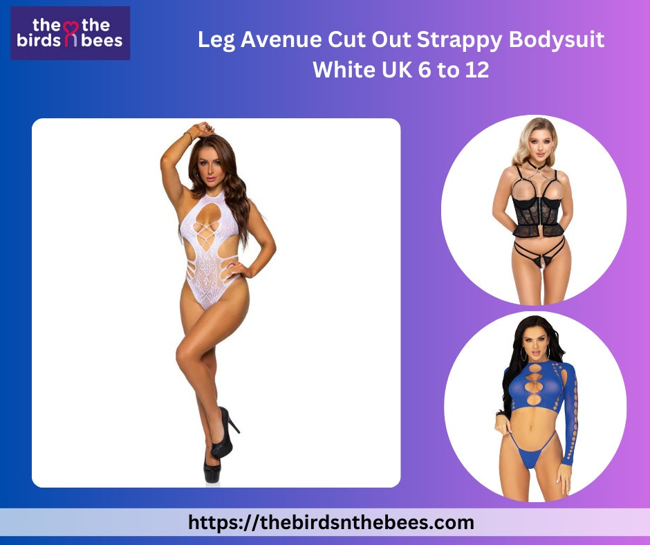 Leg Avenue Cut Out Strappy Bodysuit White UK 6 to 12