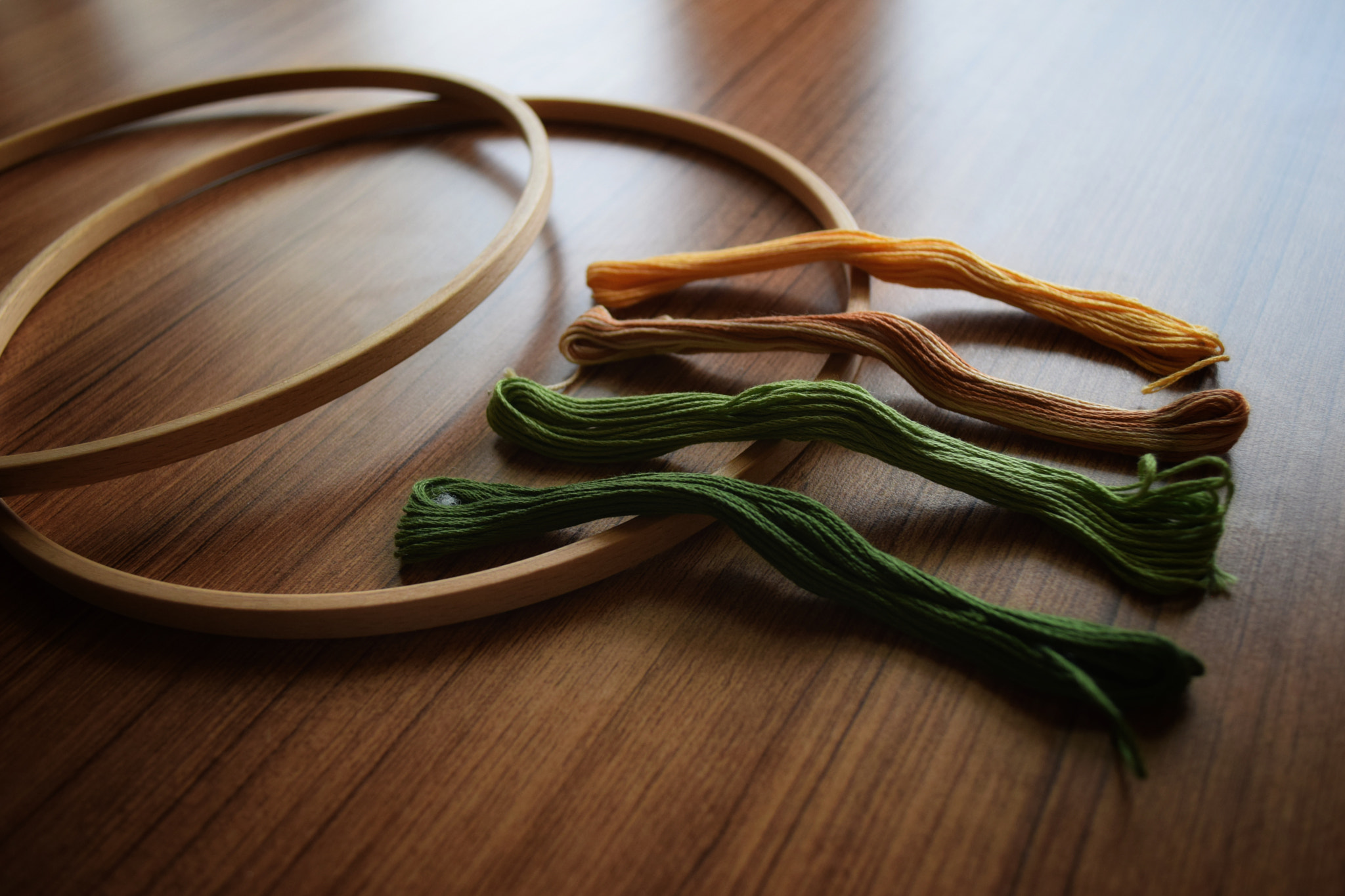 High angle view of ropes on table