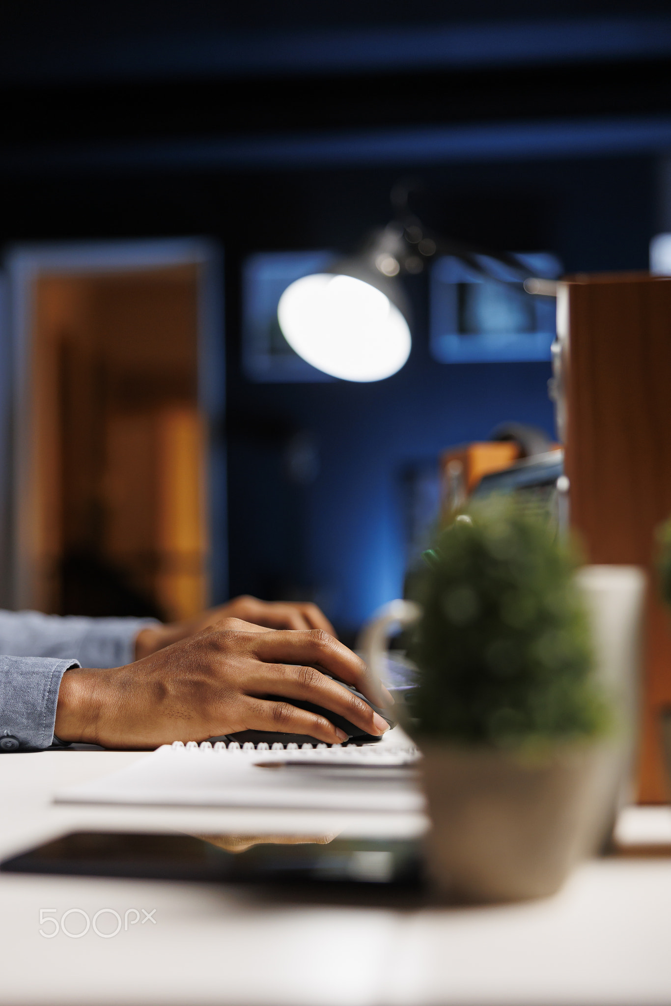 Developer attending online e learning class at home desk