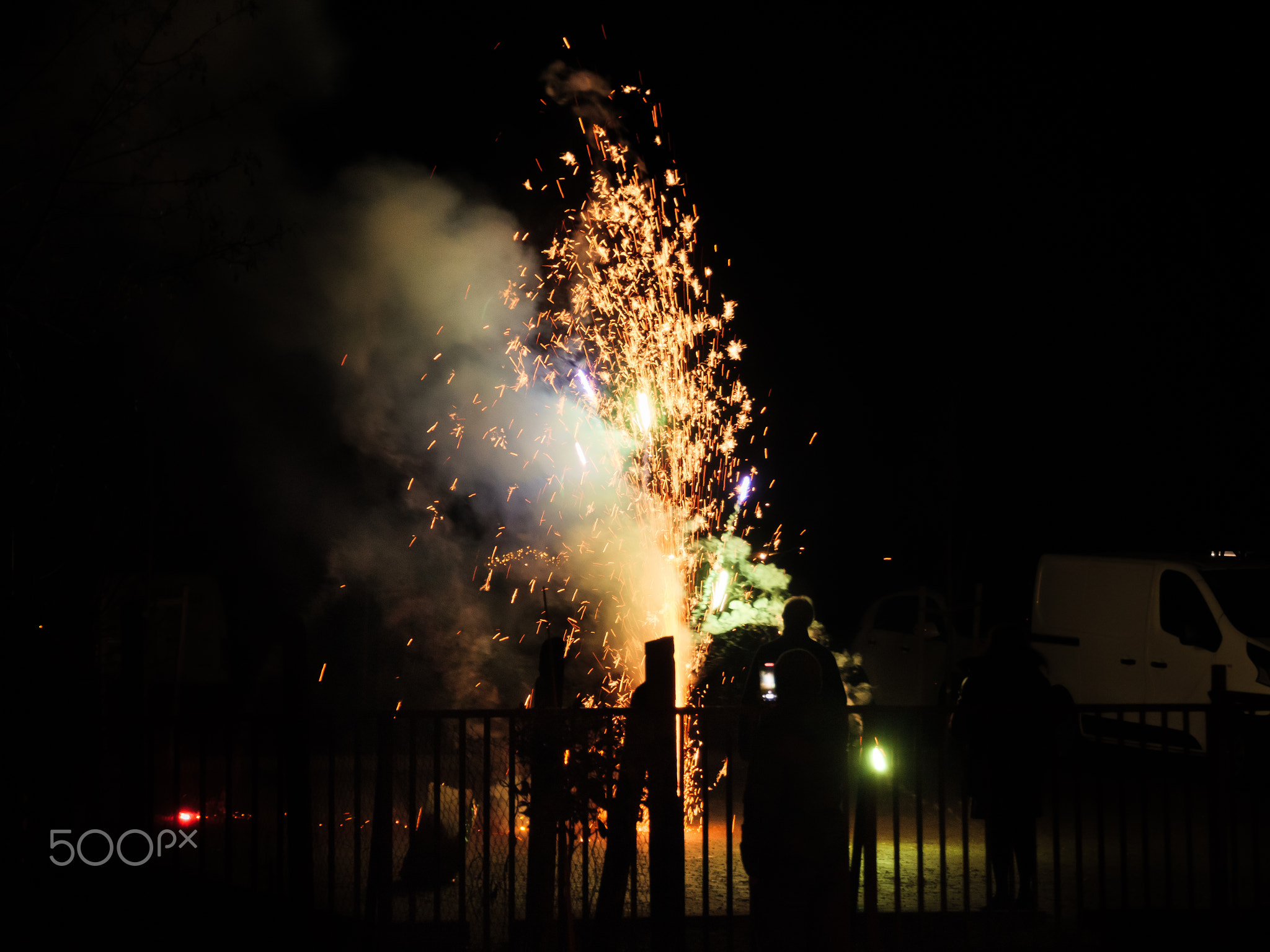 On New Year's Eve, people, fireworks, night.