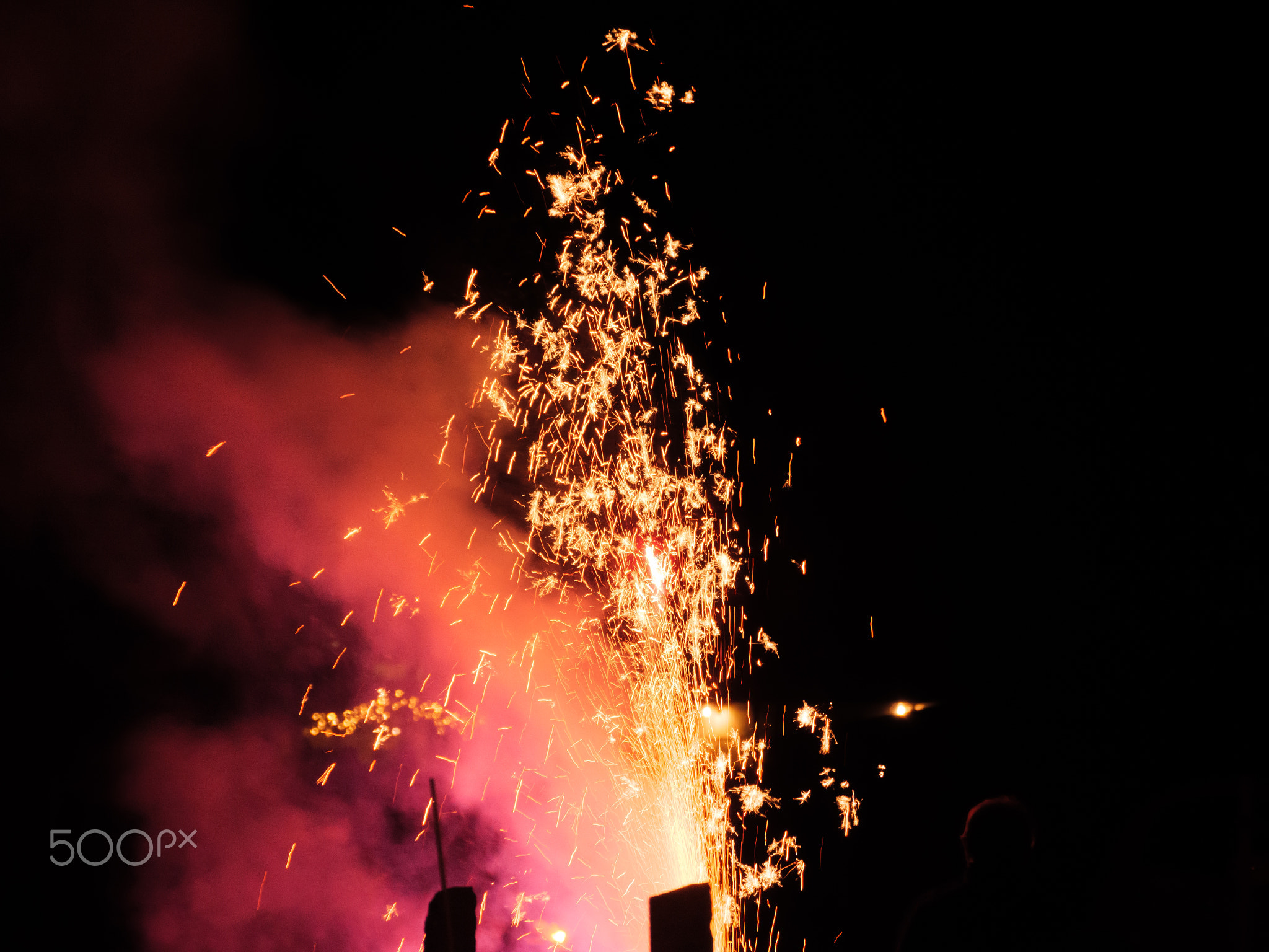 New Year's Eve and fireworks. Mosonmagyaróvár, Hungary, Europe. Photo: Sarkadi Roland