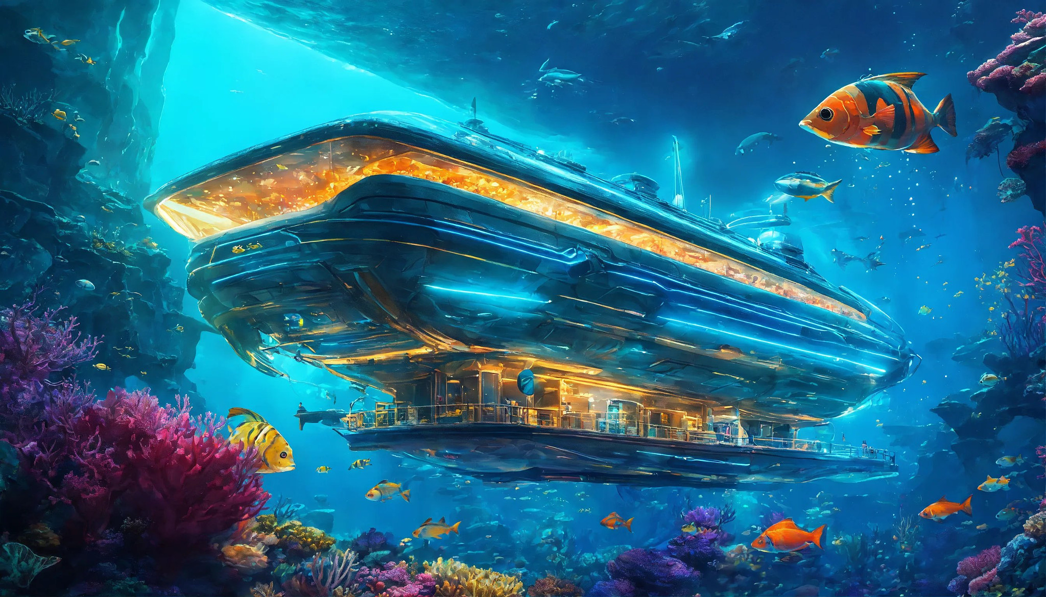 Modern underwater spaceship