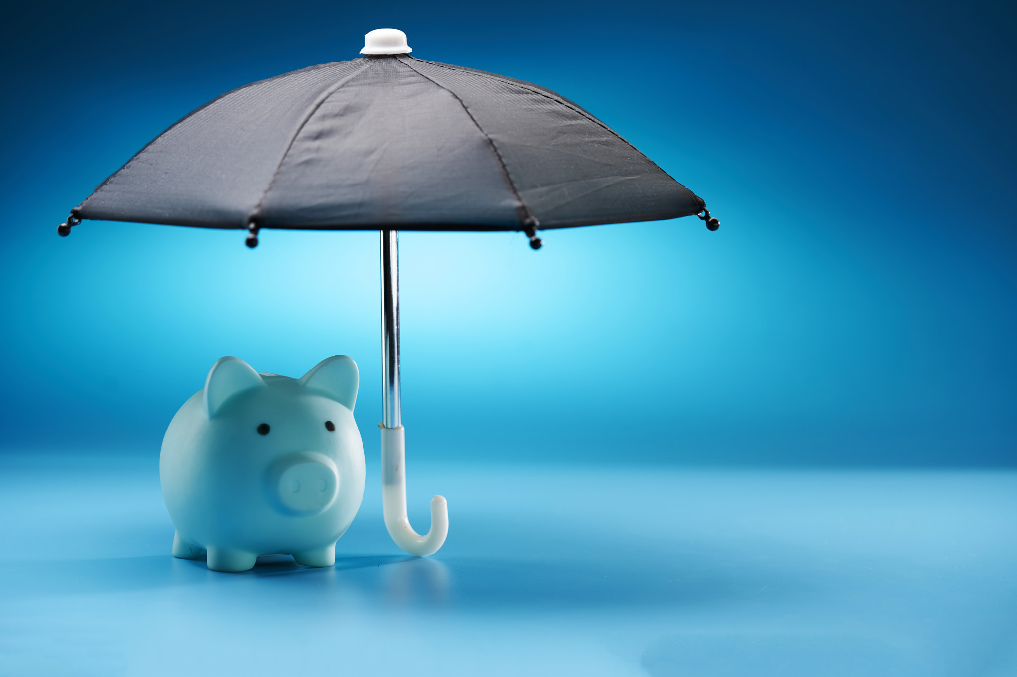 Financial insurance. Piggy bank with umbrella
