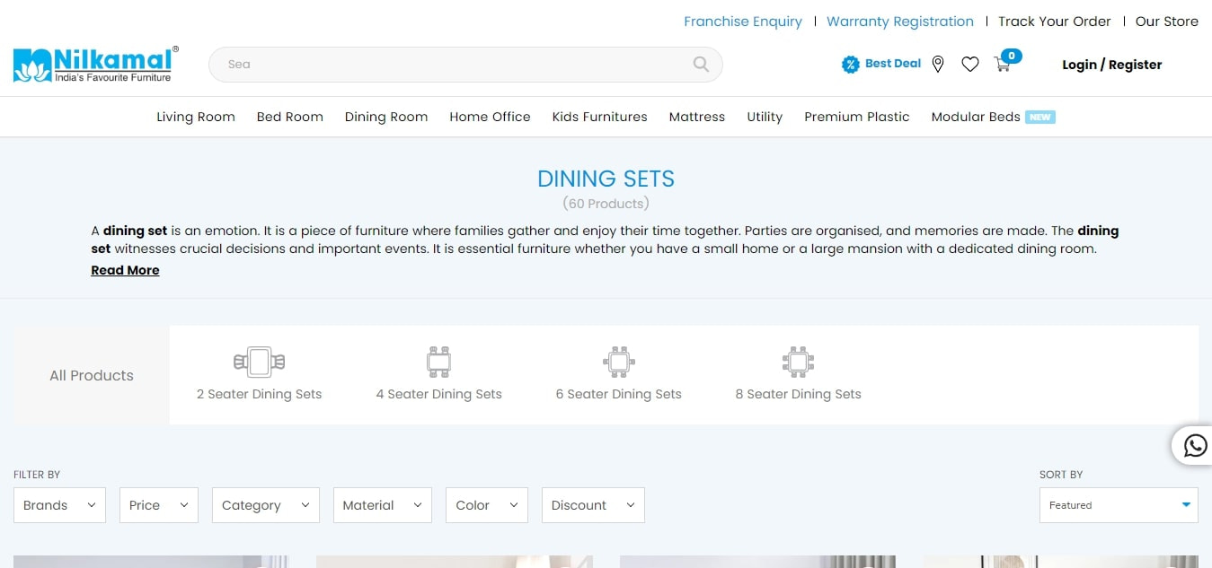 Buy Dining Table Sets Online Upto 50% Off - Nilkamal Furniture