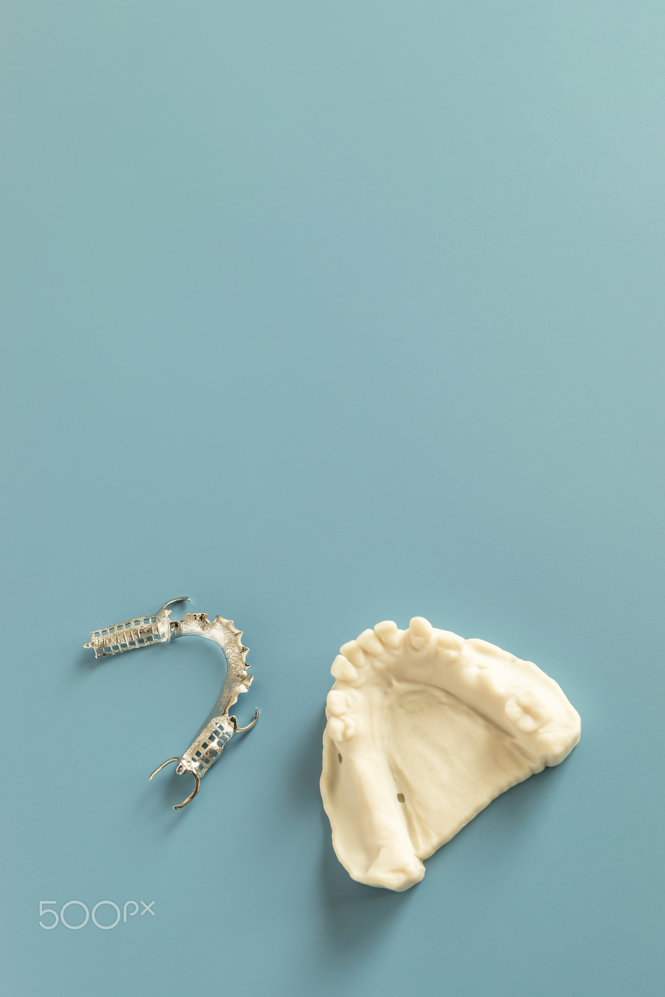 Metal Frame Lower Partial Denture with Die Stone, Plaster Cast Molds