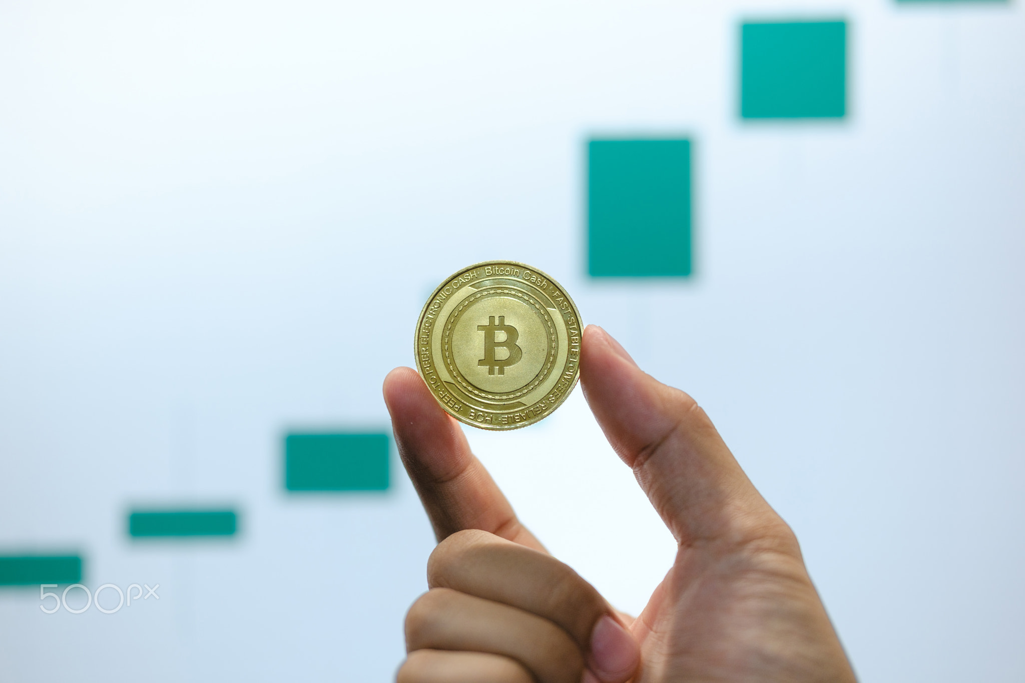 Bitcoin's uptrend and bullish Trend with a Trading Graph in the background.