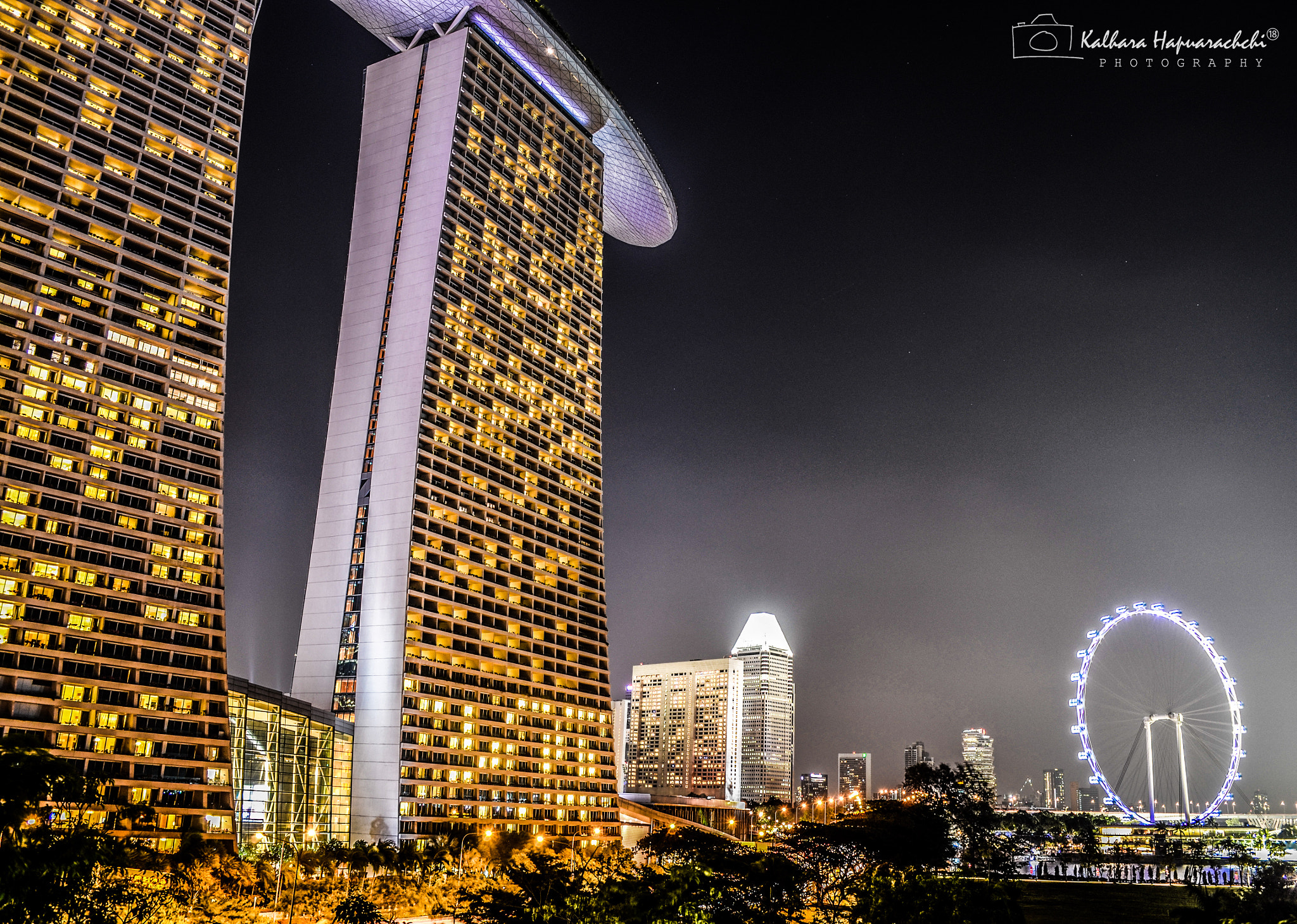 Marina Bay Sands and Flyer at night