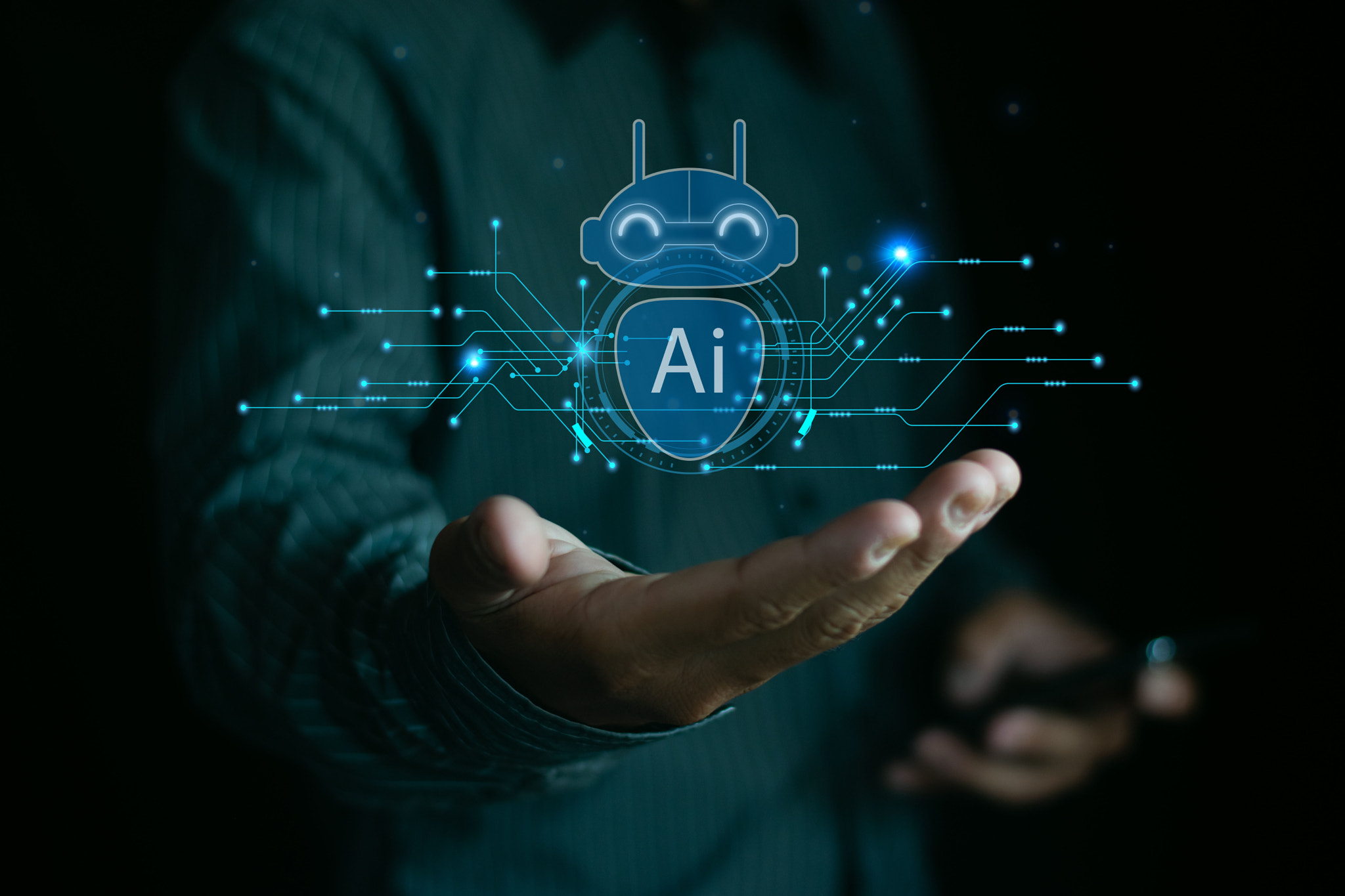 Ai concept of intelligent technology, artificial intelligence Businesspeople use AI technology to co