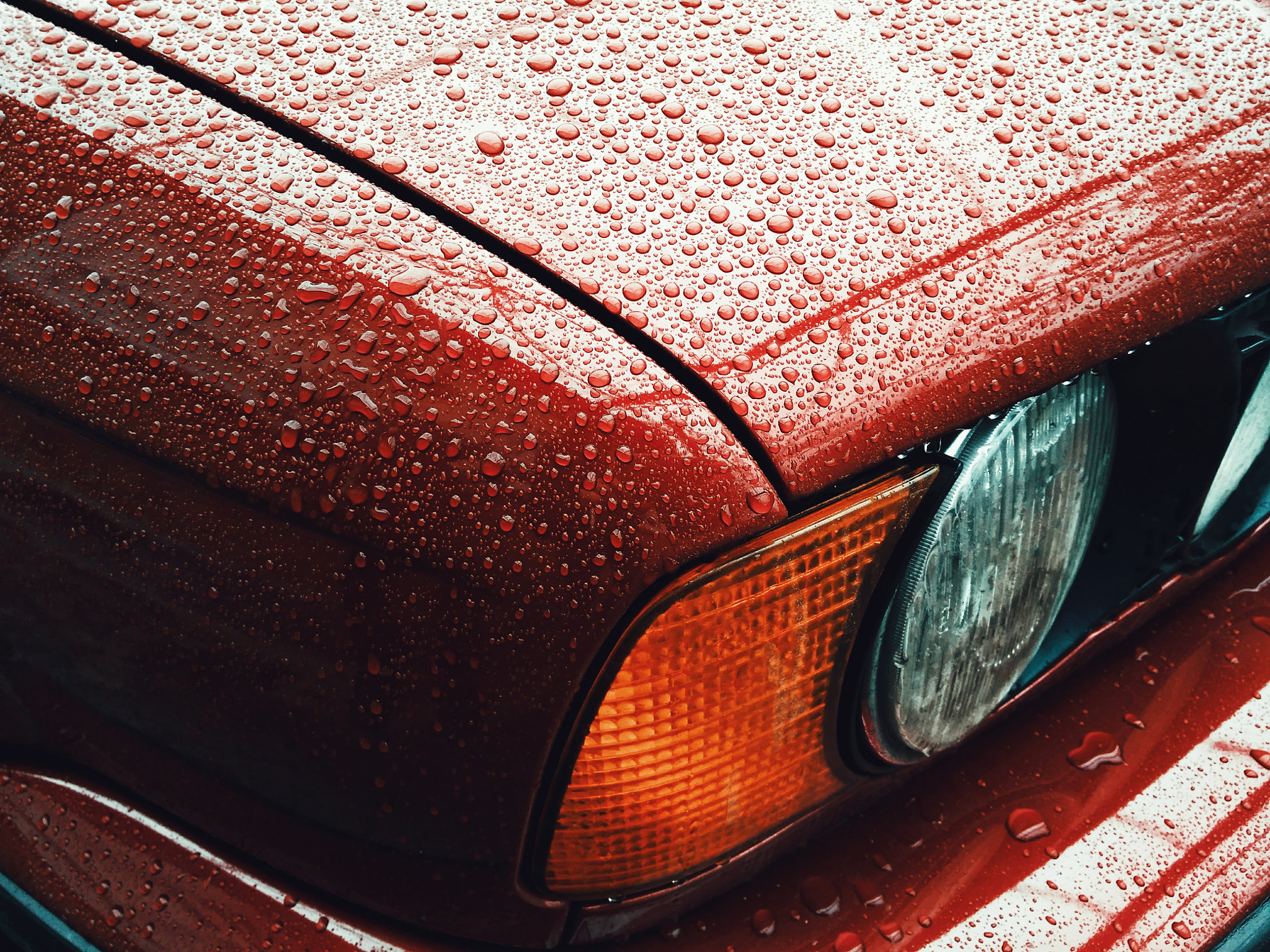 First raindrops on fresh paint