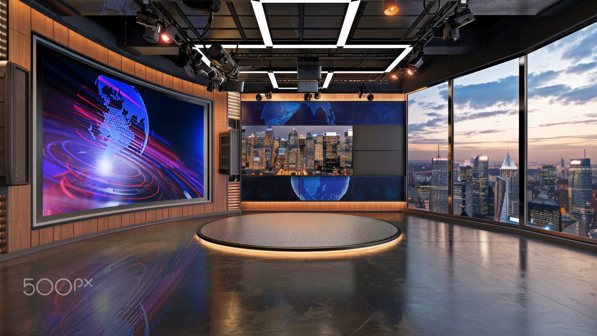 3D Virtual News Studio Background,3d illustration