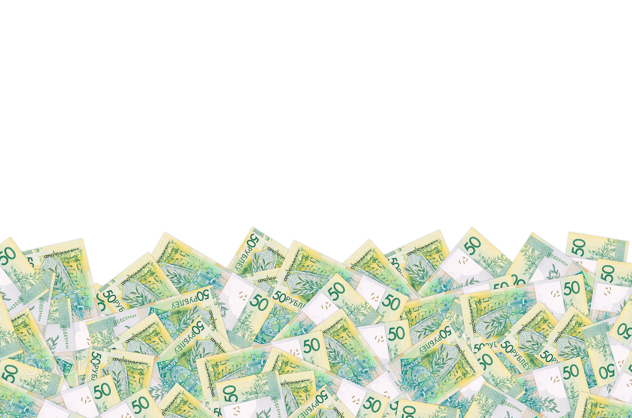 Pattern of new 50 rubles money bill in Belarus. Denomination in Republic of Belarus 2016