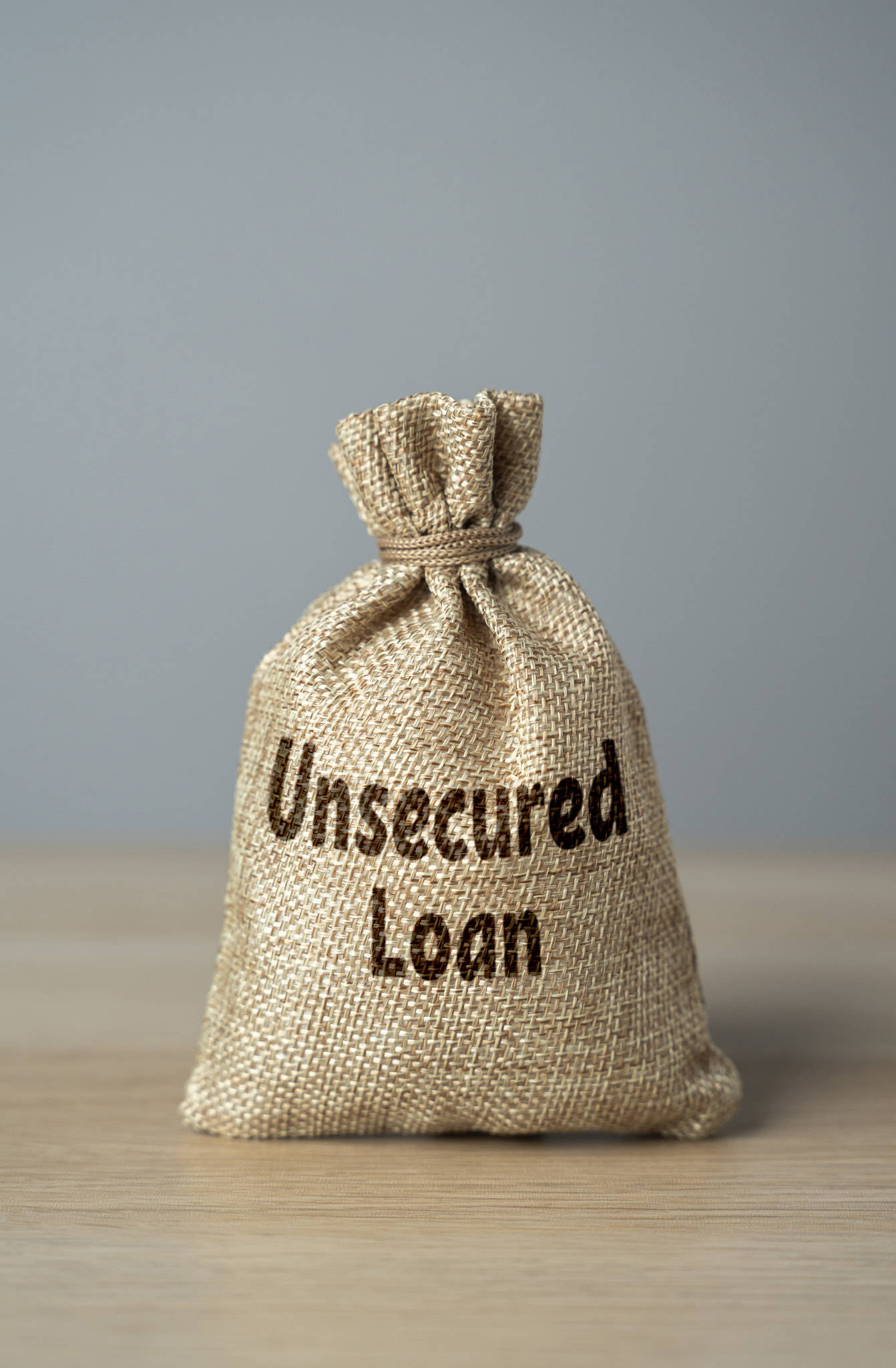 Unsecured loan money bag. Money borrowed without needing to provide collateral. Quick and convenient