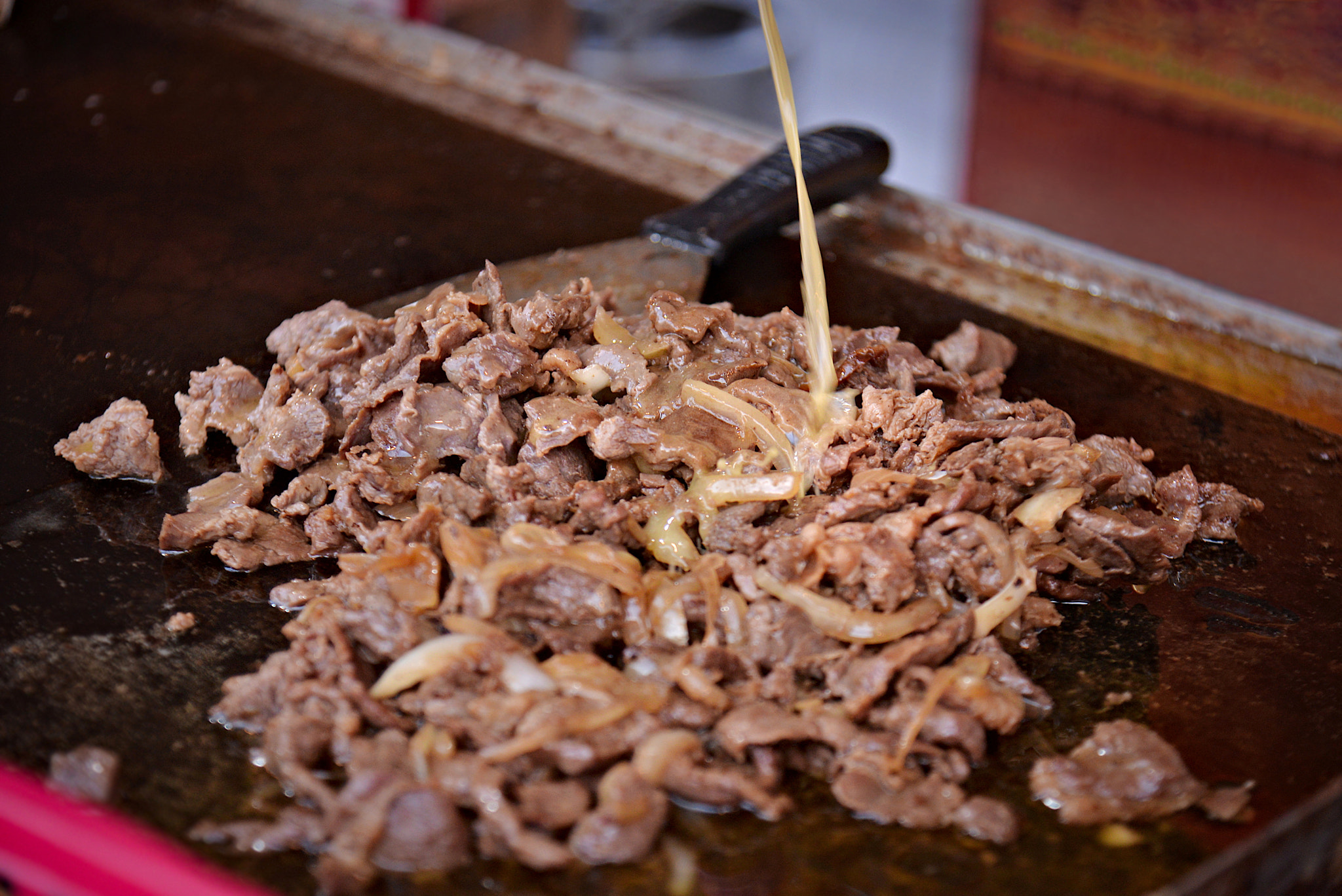 Sun dried meat (Carne de Sol) prepared on a hot iron plate. Typical food from the north of Brazil